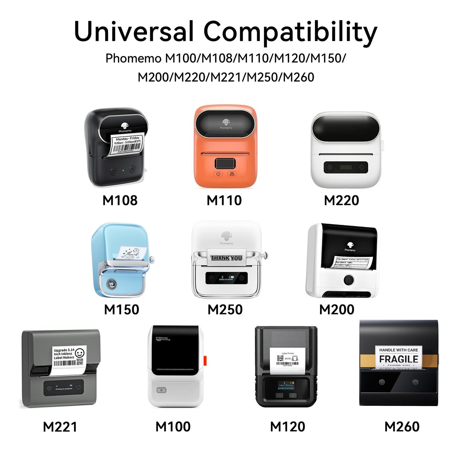 3 Roll Phomemo M110 Label Paper for M110 M120 M200 M220 M221 M150 M250 M260 M108 M100 Label Printer, White Square Self-Adhesive Paper, Phomemo Thermal Label 1.18" x 0.79" (30x20mm), 300 Labels/Roll