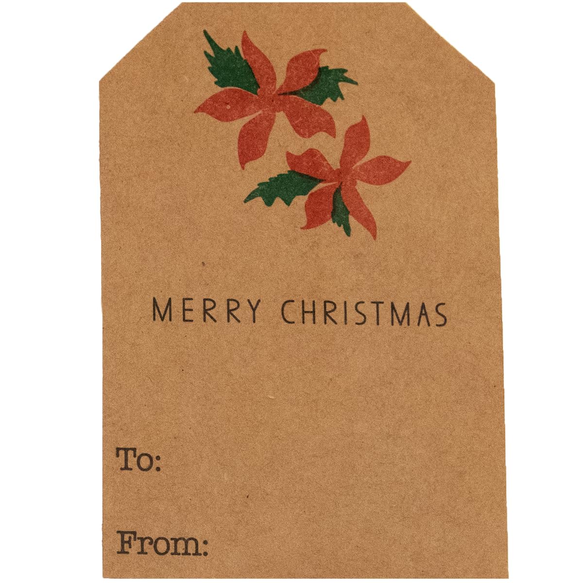 Mistletoe Holiday Gift Tags – 2 x 3 Inch Adhesive Labels with 4 Festive Mistletoe & Holly Designs – 100 Eco-Friendly Kraft Tags, Permanent Adhesive, Made in The USA