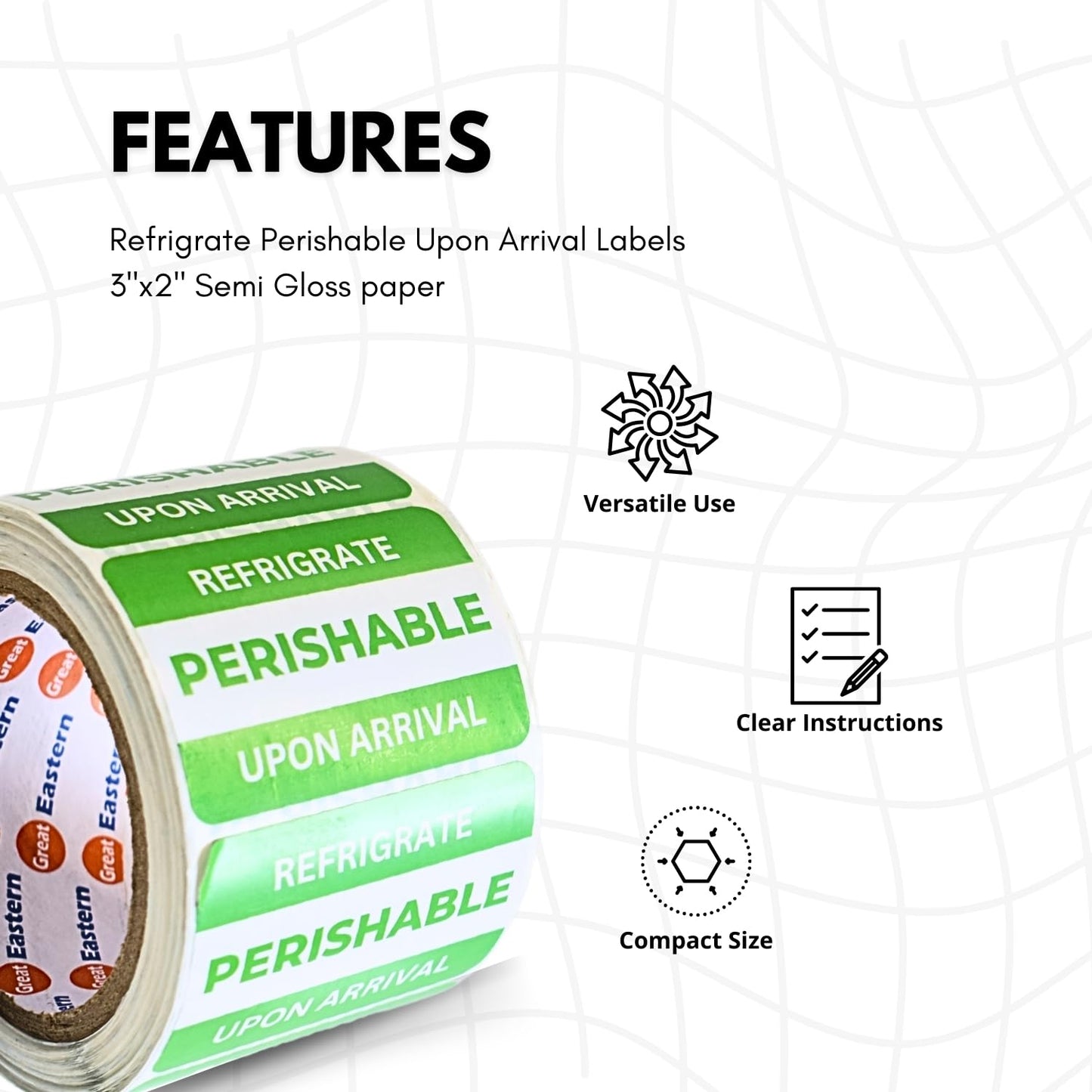 Refrigrate Perishable Upon Arrival Labels - 3"x2" 500 Pcs Adhesive Stickers Waterproof - Semi Gloss Removable Paper Label Business Shipping & Handling Stickers (1 Roll) Refrigrate Perishable Upon Arrival