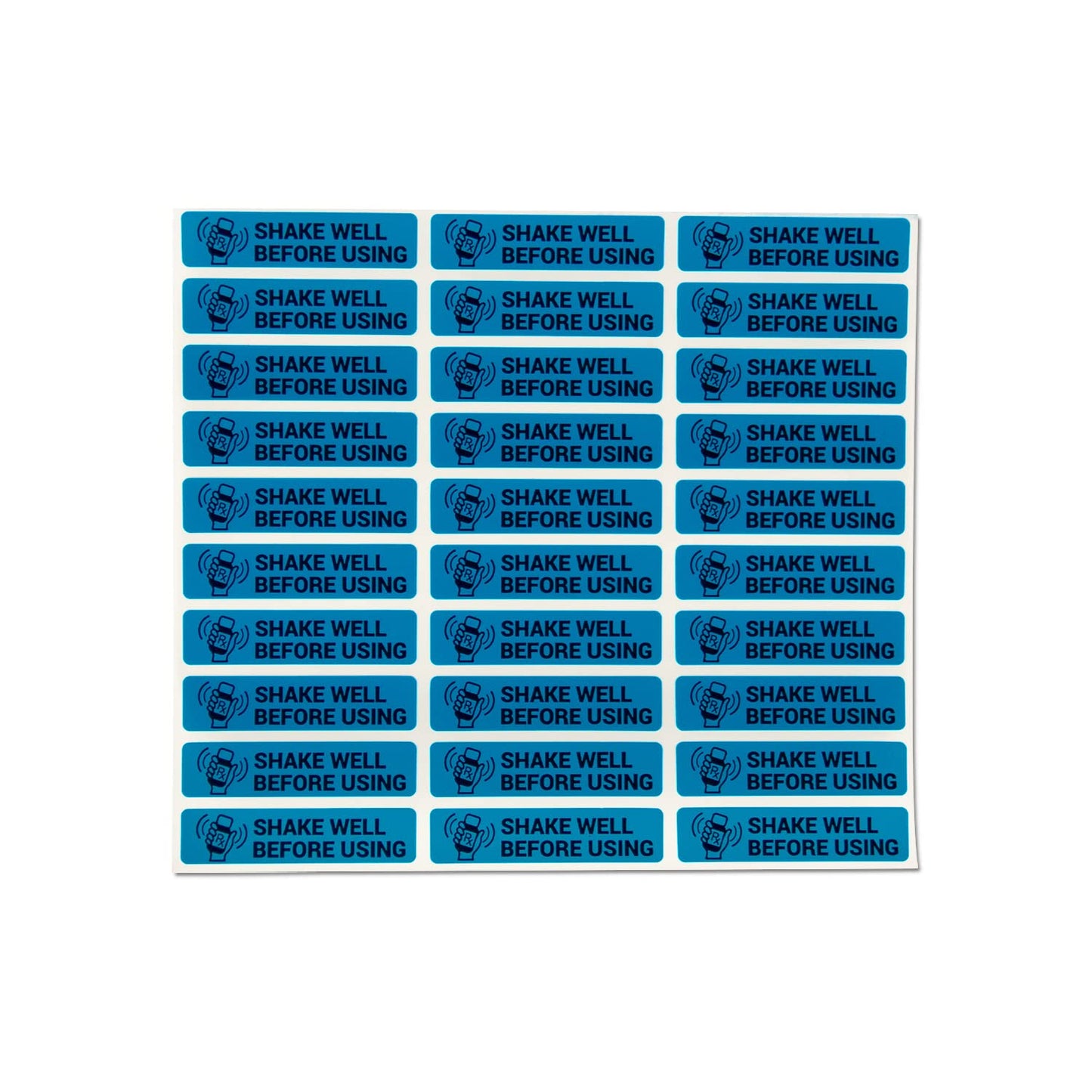 1.7 x 0.4 inch - Shake Well Before Using Labels (Blue / 300 Labels) Shake Well Stickers for Veterinary Medications Labels, Care Instructions or Pharmacies Dark Blue
