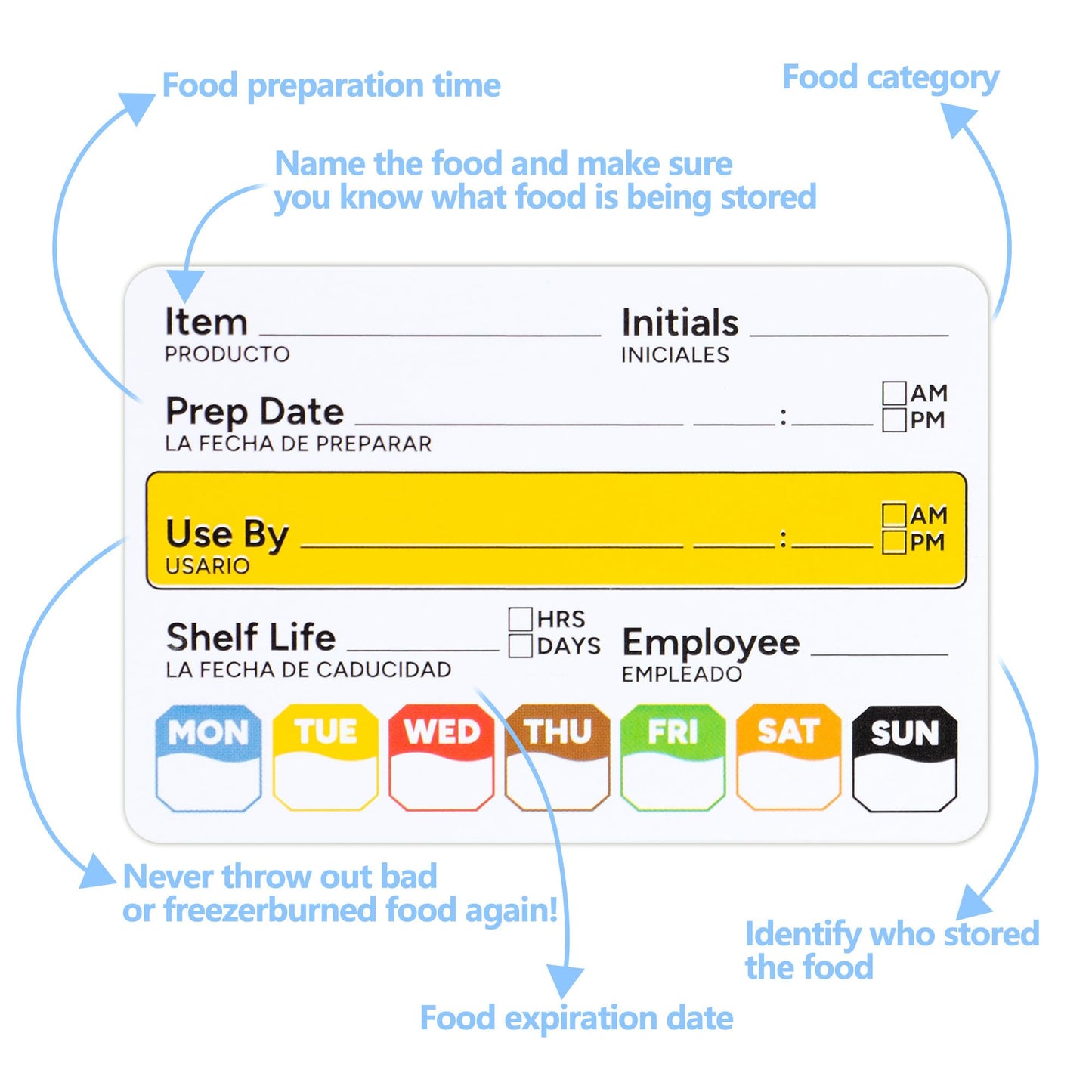 300 Pcs Restaurant Quality Shelf Life Food Rotation Labels Vinyl, 2” x 3” Self-Adhesive Removable Freezer Food Labels, Perfect for Reusable Containers, Easy to Remove, Food Safety Date Sticker 1 Pc