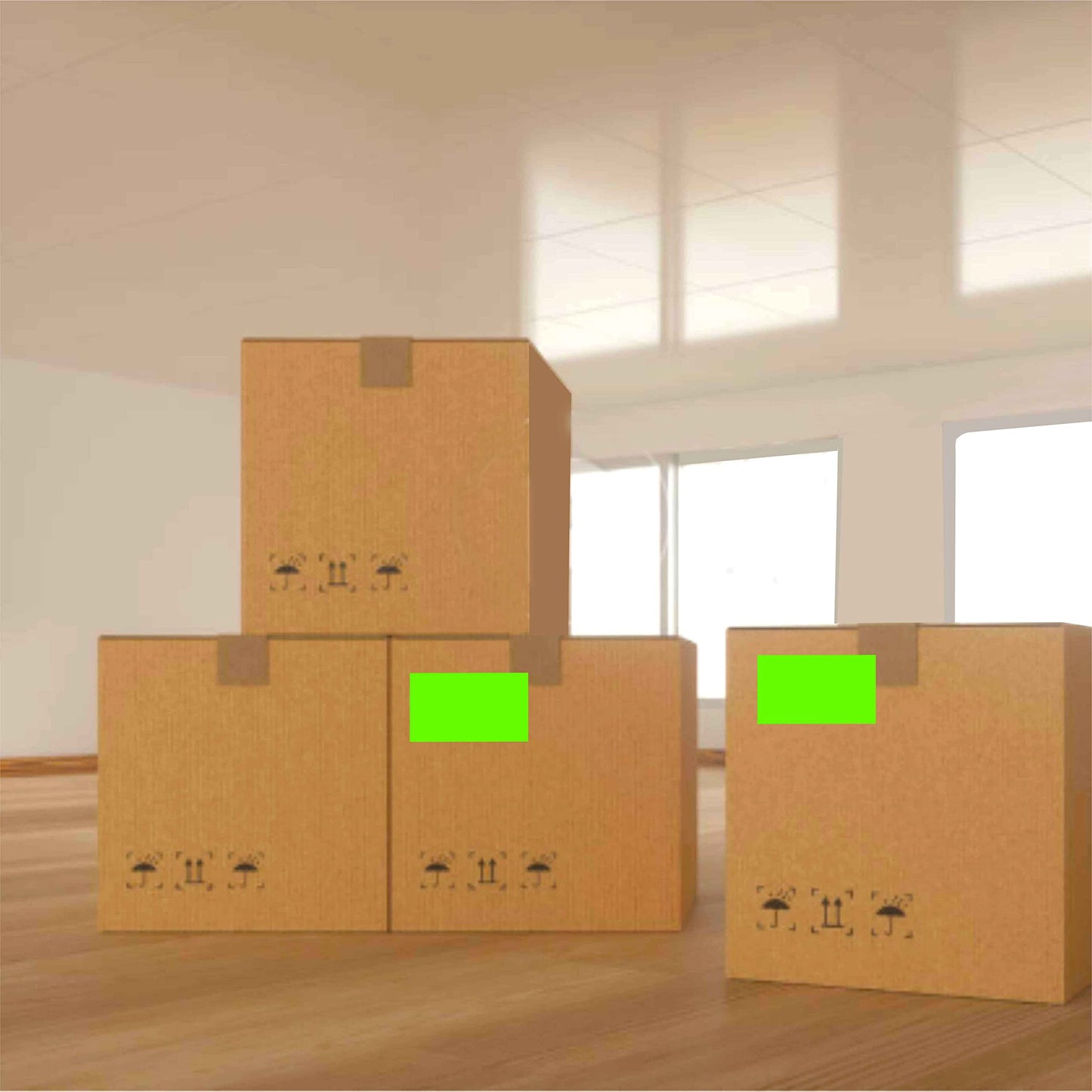 PARLAIM 3 x 5 inch Rectangle Sticker Labels, 250PCS Adhesive Color Coding Stickers for Moving Box Inventory Label, Fluorescent Green 1 Roll-250PCS