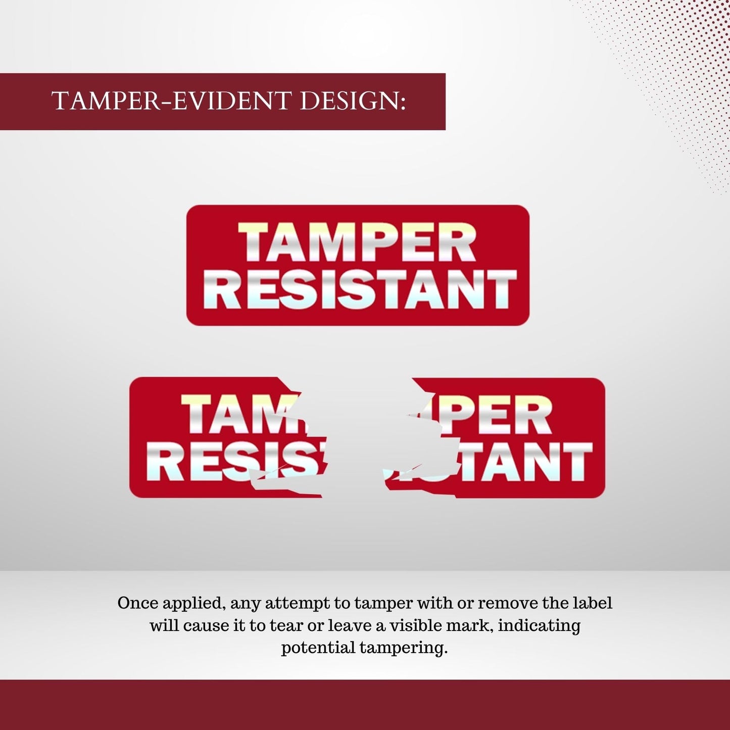 Tamper-Resistant Holographic Labels, 0.5" X 1.5" Adhesive Stickers in Holographic Paper 1 Color (Red) Printed, Security Seal Tamper Evident 500 Stickers Per Roll