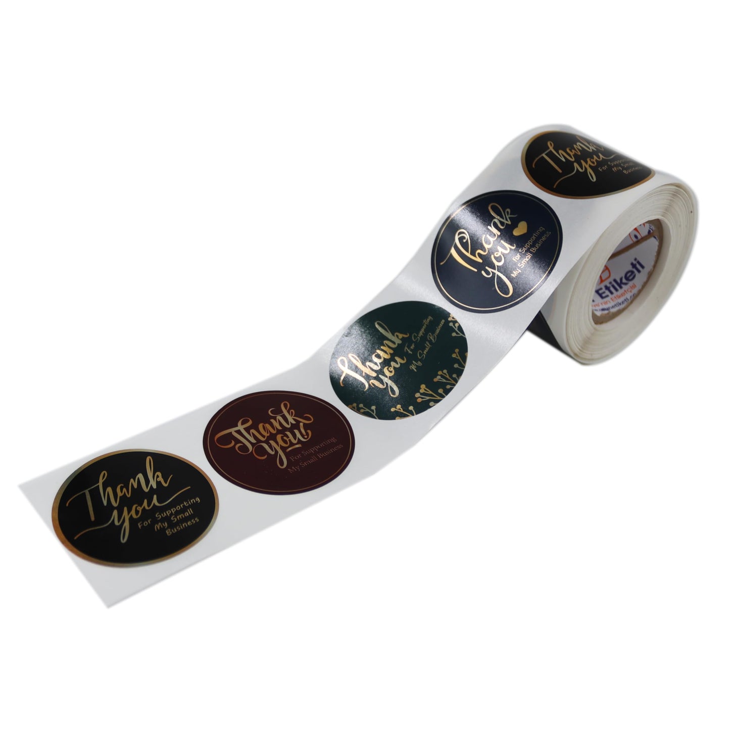 Thank You Stickers 500pcs 2 Inch Thank You for Greeting Stickers PP Metallized Based Label Stickers 4 Different Designs Self Adhesive Label
