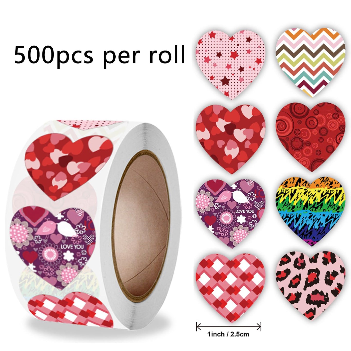 500Pcs Valentines Stickers, Valentines Day Decorations Valentines Day Heart Stickers Envelopes DIY Labels for Kids & Adults Valentines Day Decor Anniversaries Wedding Home School Party Supplies 03
