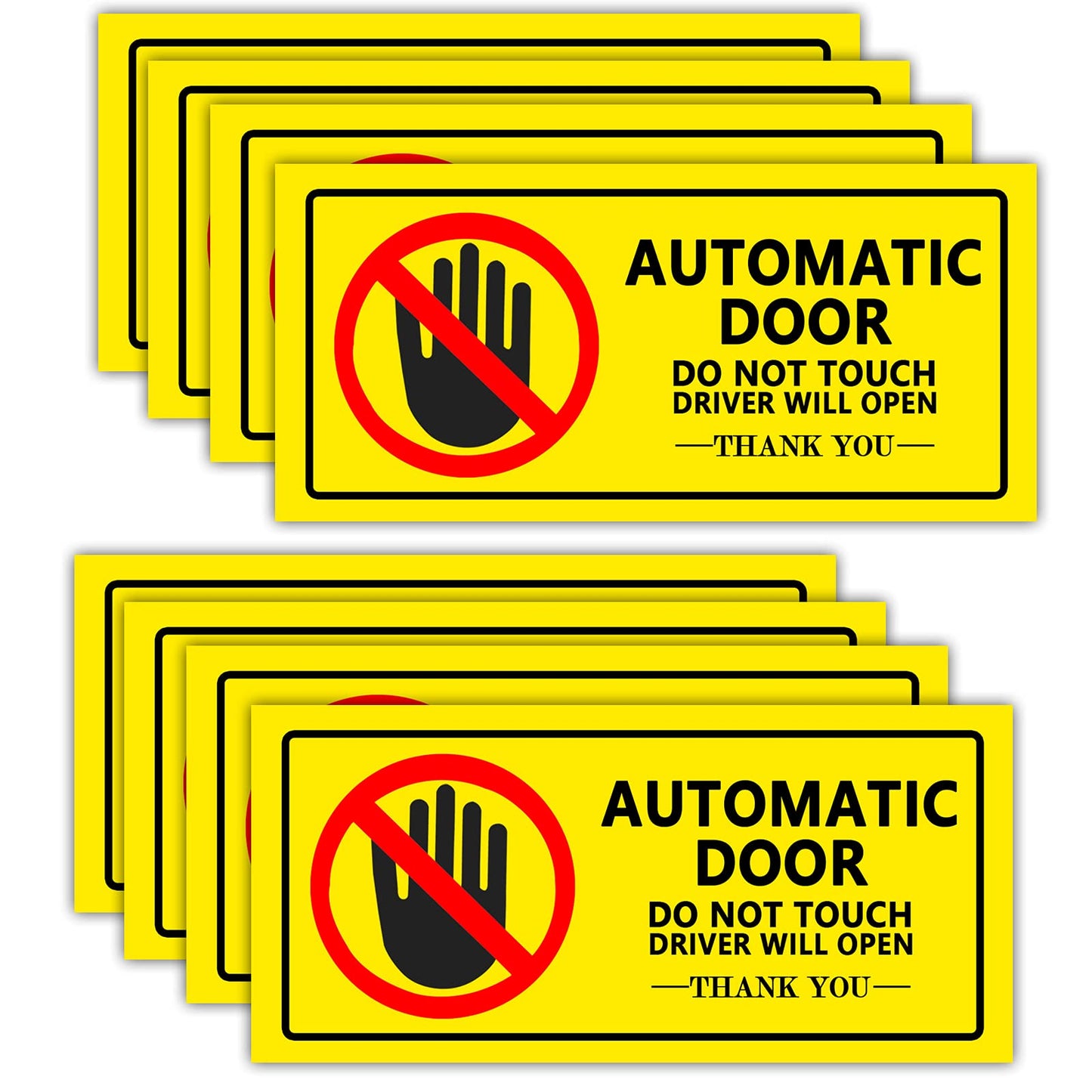 Top label Caution - Automatic Door Window Sign Stickers for Van,Taxi,Ride Vehile,4x2 Inch,15 Pcs Per Pack Yellow