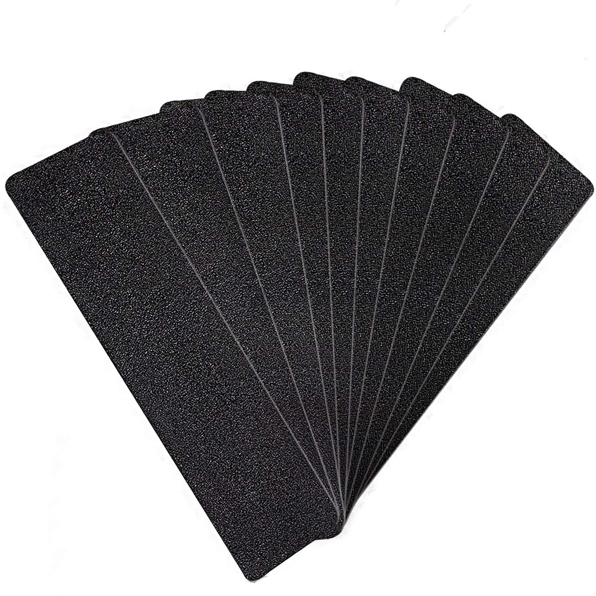 ONTWIE 6 x 24 Inch Black 80 Grit Slip Resistant Safety Treads - Premium 10 Pre-Cut Outdoor Safety Tape - Rounded Corners 6"x 24" (10 pack)