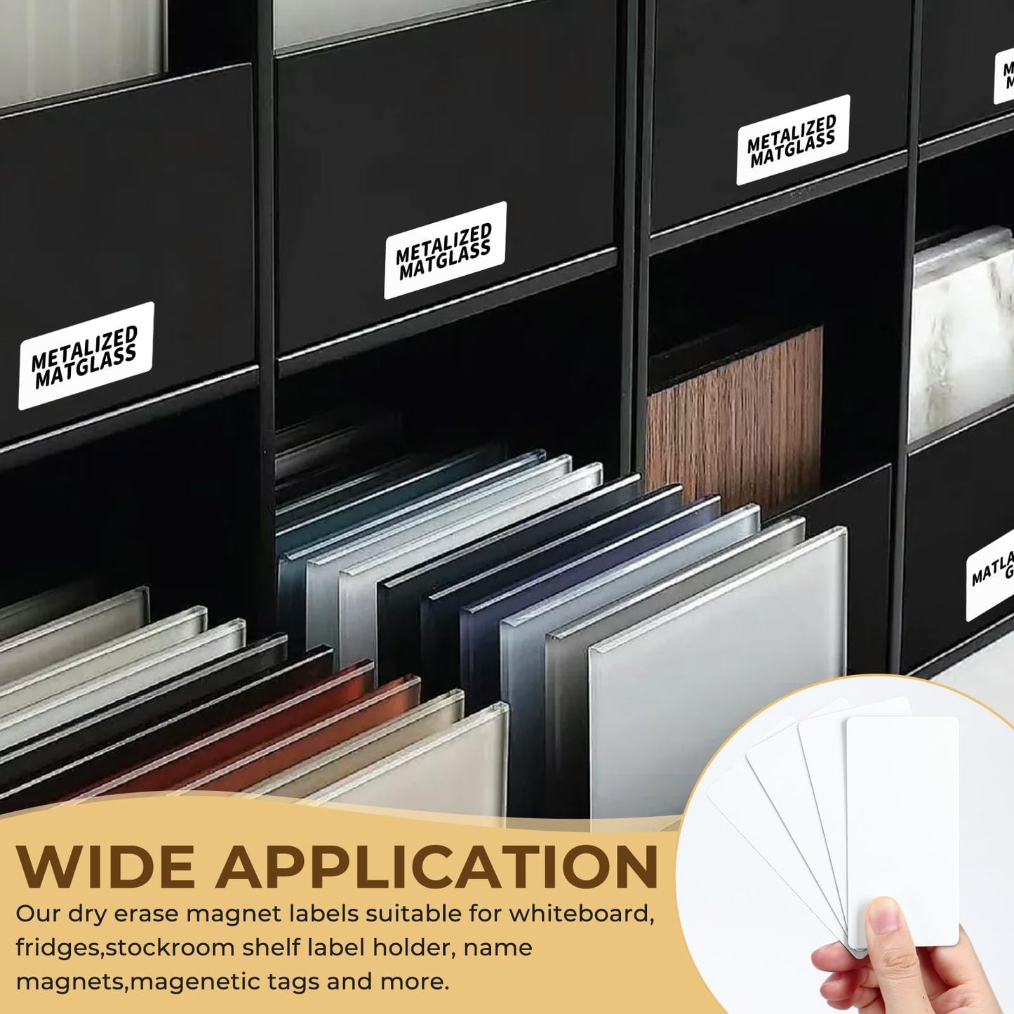 50 Pcs 4'' x 2'' Reusable Dry Erase Blank Magnetic Labels for Whiteboards 50
