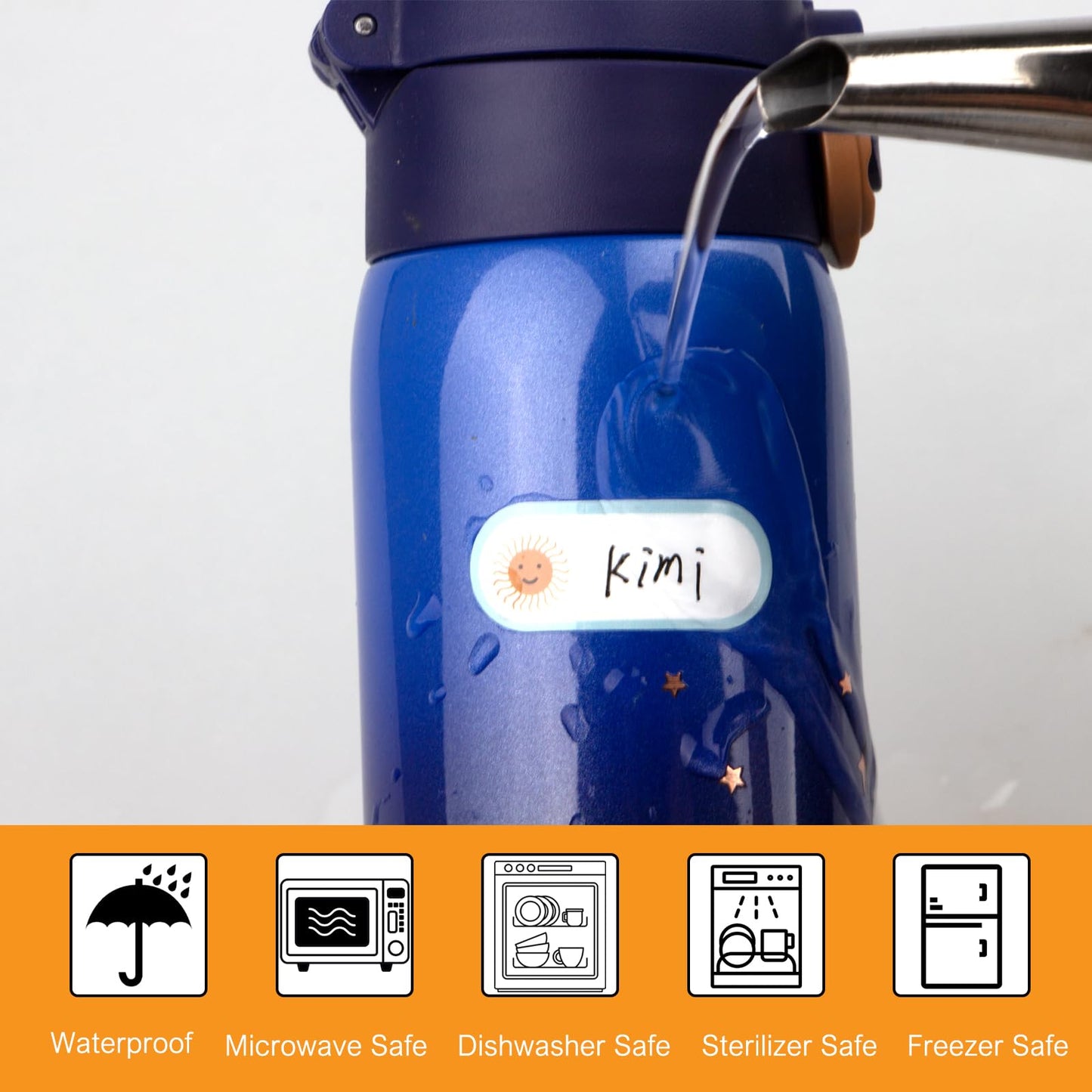 128 Pcs Baby Bottle Labels for Daycare, Waterproof Name Labels for Daycare, School Name Label Stickers for Kids, Self - Laminating Self Adhesive, Name Tags Stickers