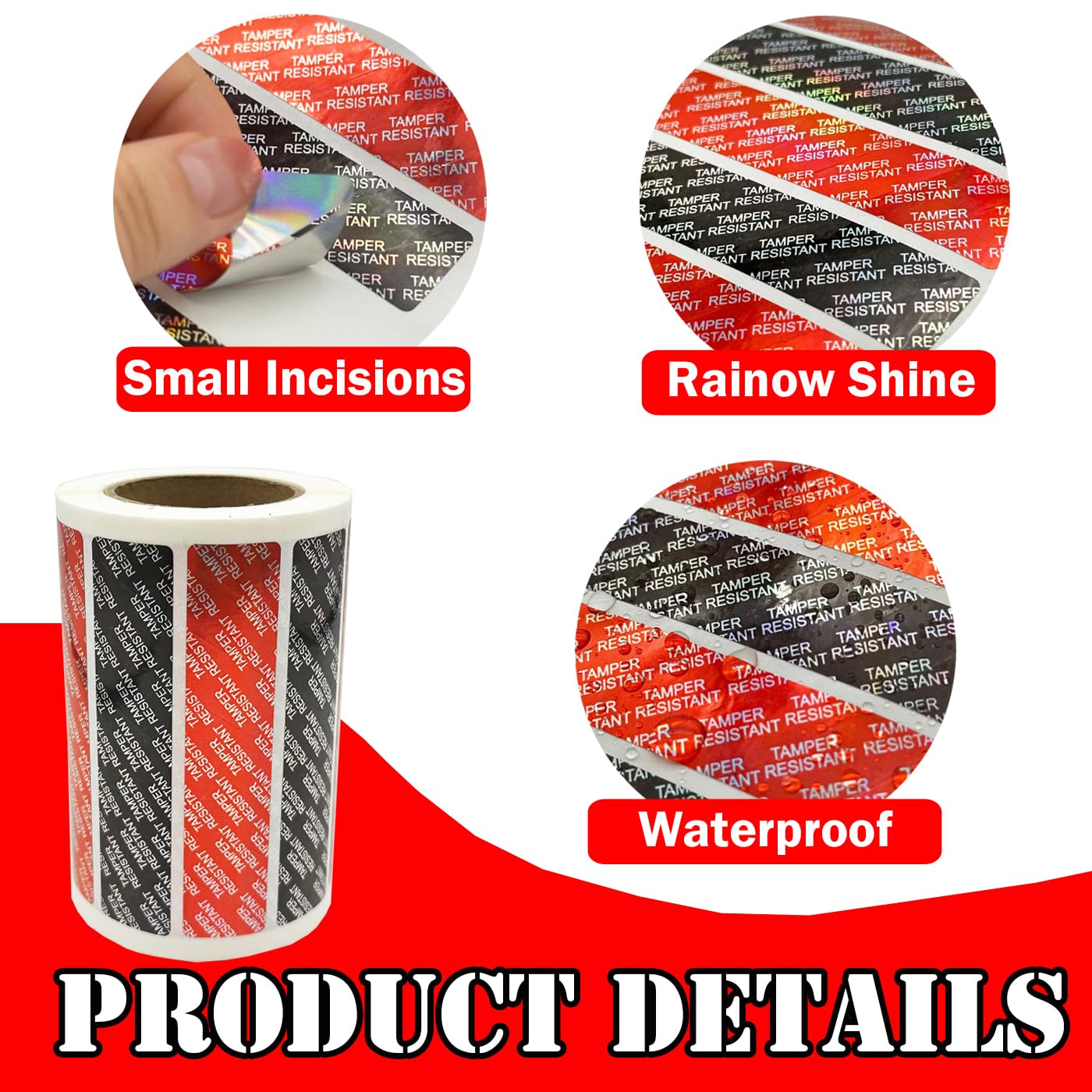 Tamper Evident Food Sealed for Freshness and Safety Stickers 0.75 x 3.5 Inch Holographic Tamper Proof Food Delivery Labels Tamper Resistant Metallic Sealed for Containers Jars Mailing Packaging