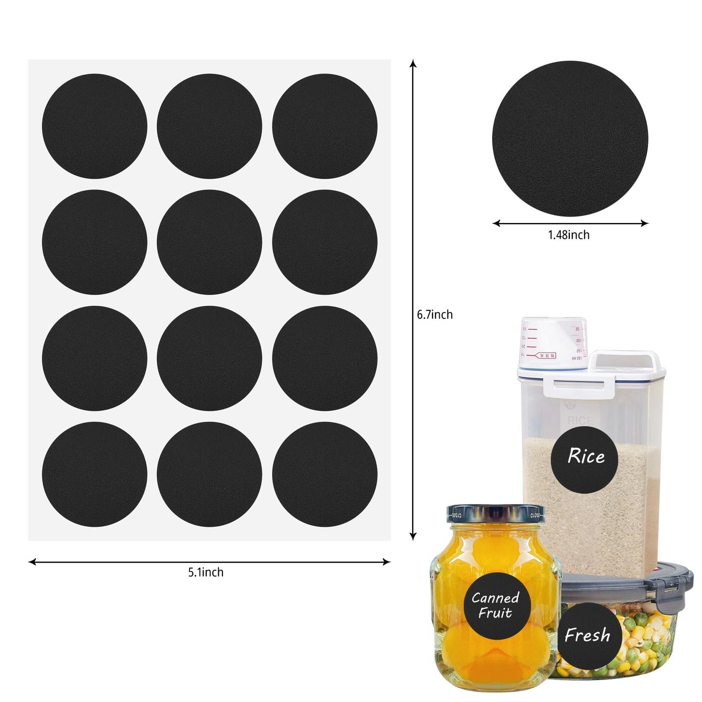 120 Pcs Labels for Jars, Pantry Labels, Food Label Stickers, Reusable Chalkboard Labels for Kitchen, Bottles, Food Containers (1.5 x 1.5 inch) 1.5 x 1.5 inch 120