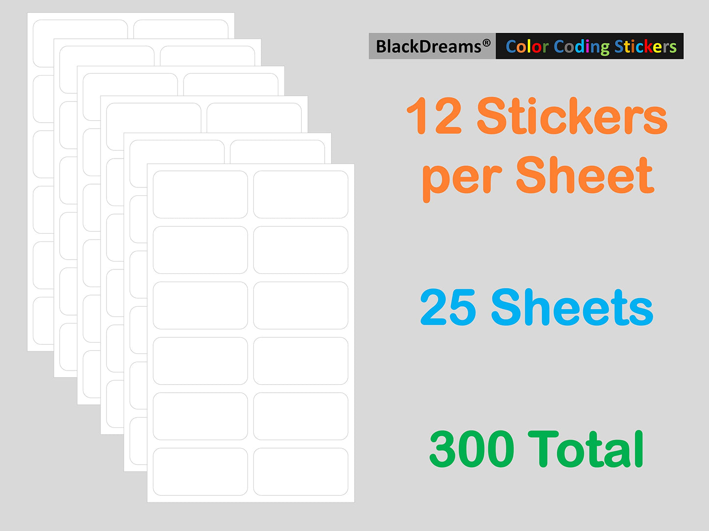 BlackDreams® Blank Plain Self Adhesive Paper Sticker Labels Size 50mm x 25mm 360 PCS (Multicolor) Multicolor