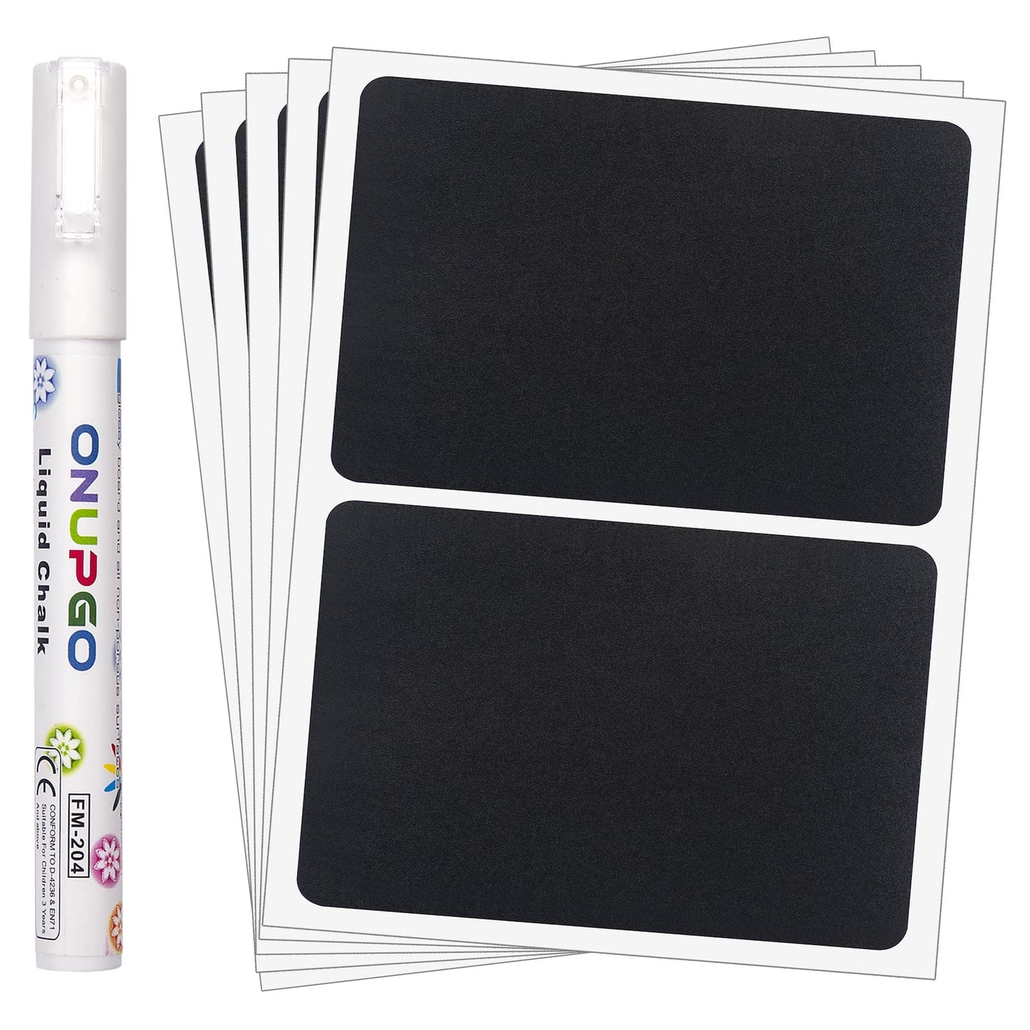 ONUPGO Chalkboard Pantry Labels - 48 Pack Large Stickers for Big Bins Boxes, Food Labeling, Waterproof Kitchen Pantry Names for Containers and Jars 4" x 6" 48 Pack Rectangles