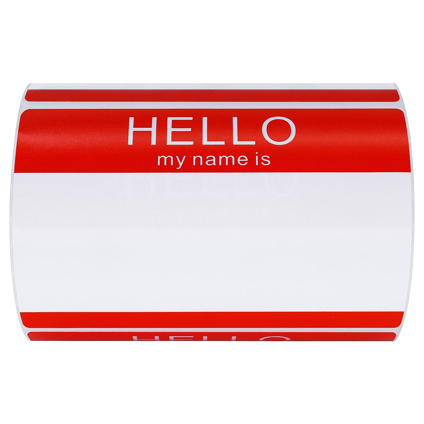Hello My Name is, Sticker Writing Stickers Peel and Stick Badges Sensitive Name Tag 3.5"x2.35", 200 Pcs, Red 1 Roll, Red