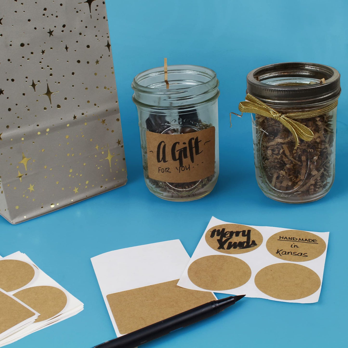 Sheeted Natural True Kraft Paper Variety Pack, 330 Labels, Assorted Shapes and Sizes