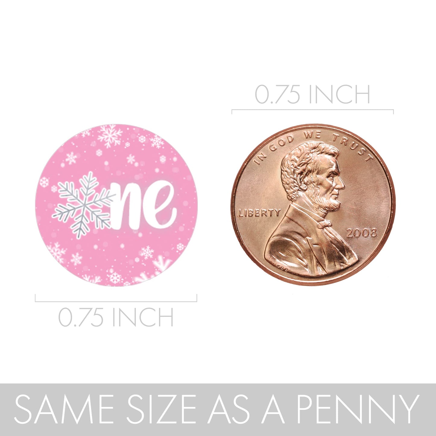 Pink Winter Onederland 1st Birthday Party Chocolate Kisses Candy Stickers, Snowflake First Birthday Party Favors - 180 Count