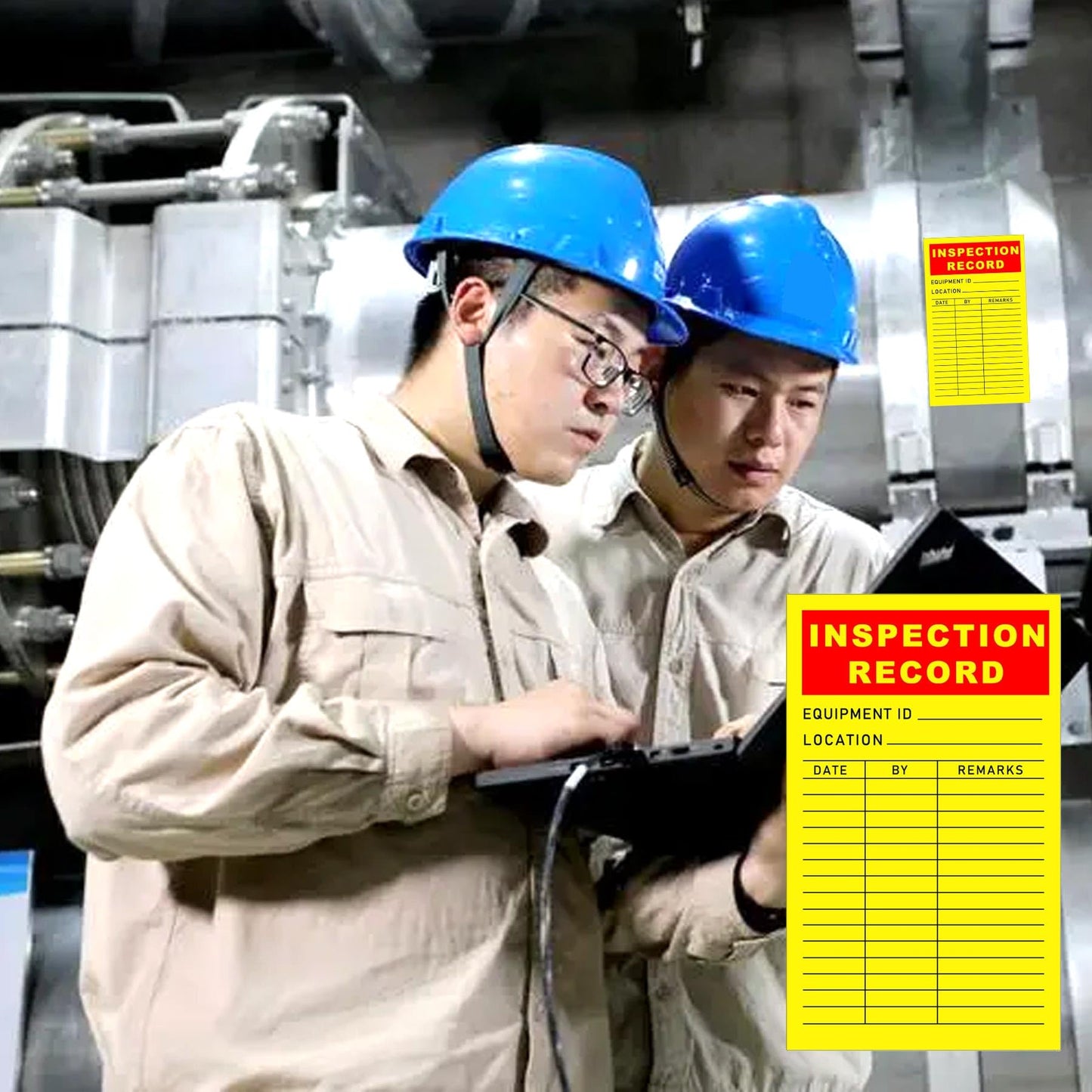 Safety Inspection Tags - 100Pcs Yearly Maintenance Labels - Industrial Quality Control Stickers