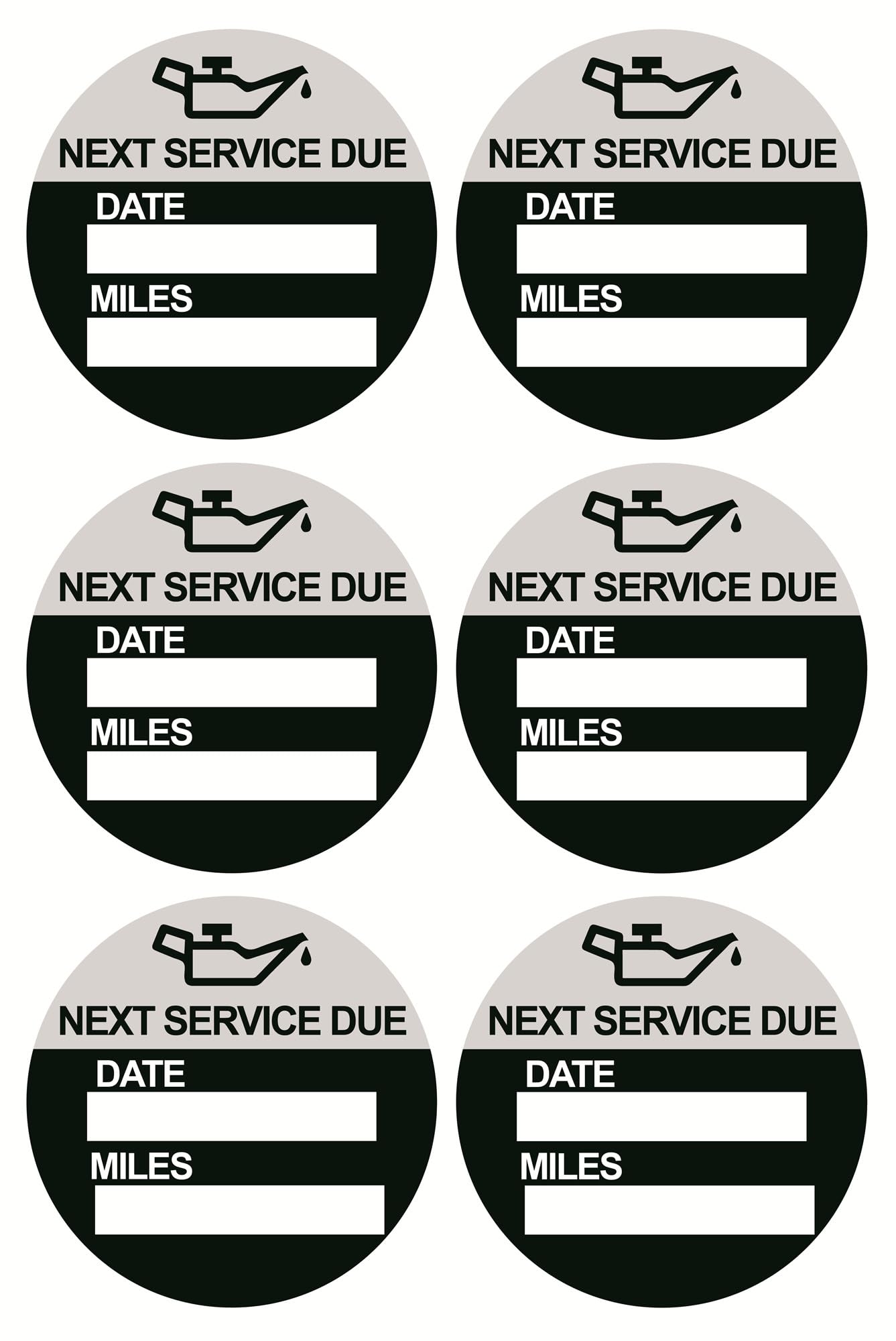 Oil Change Sticker Static Cling,MeshaKippa 2inch 60pcs Round Black Oil Change Sticker Reminder Service Sticker,Static Cling Car Windshield Sticker