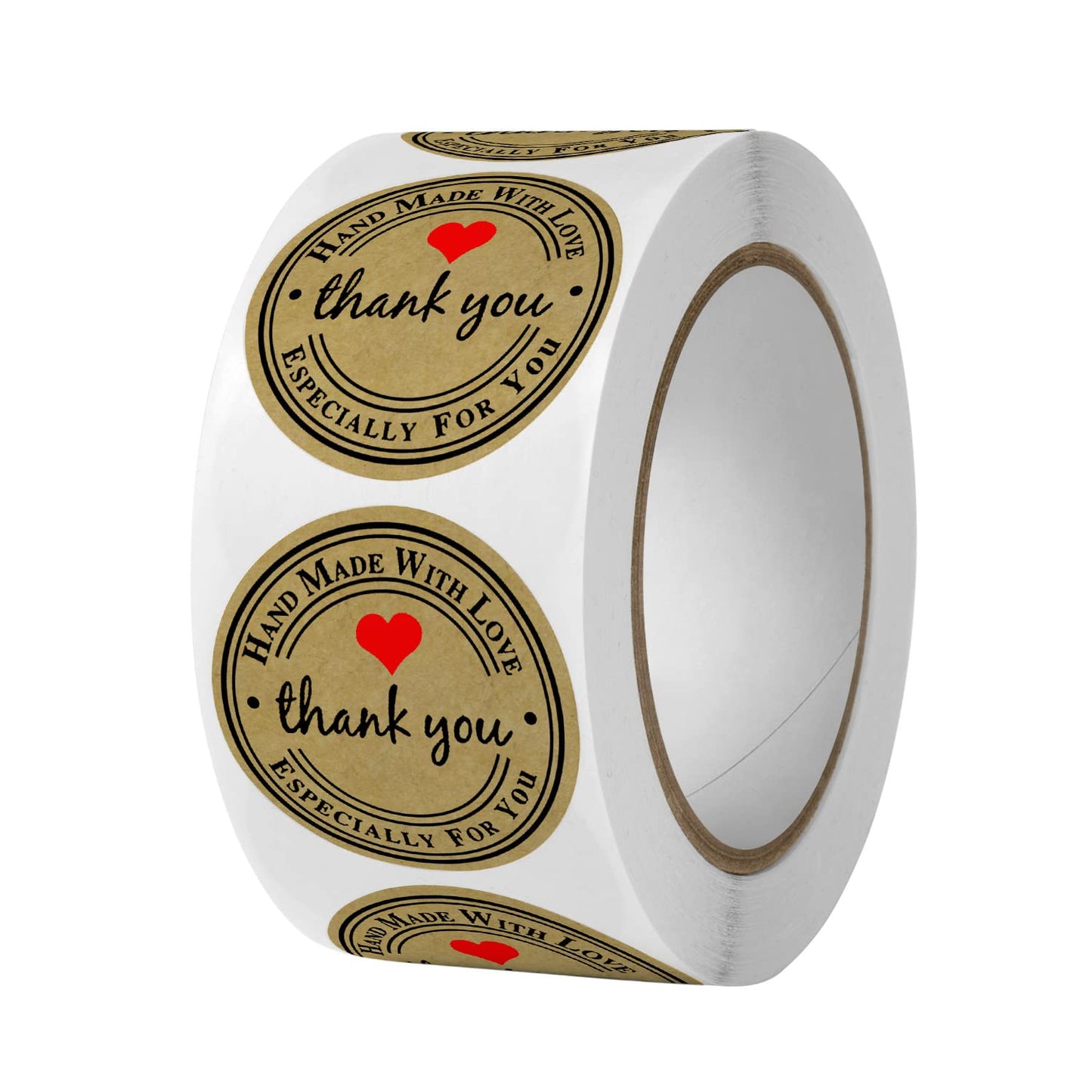 500PCS Hand Made with Love Stickers,1.5 Inch Large Round Thank You Baking Stickers Canning Bottler Labels for Baked Goods Packaging Jam, Jelly Jar,Mason Jars,Cookie Bags Supplies (Brown Handmade) Brown Handmade