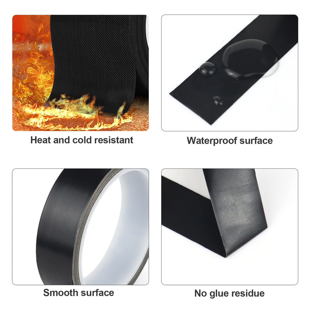 BOMEI PACK Black PTFE Teflonn Glass Cloth Tape, 1 Pack 1 "x 33 ft High Temperature PTFE Tape Abrasion Resistant Surface Protection for Vacuum Sealer Machine, Hand Impulse Sealers Insulation Coated 1inch x 33ft