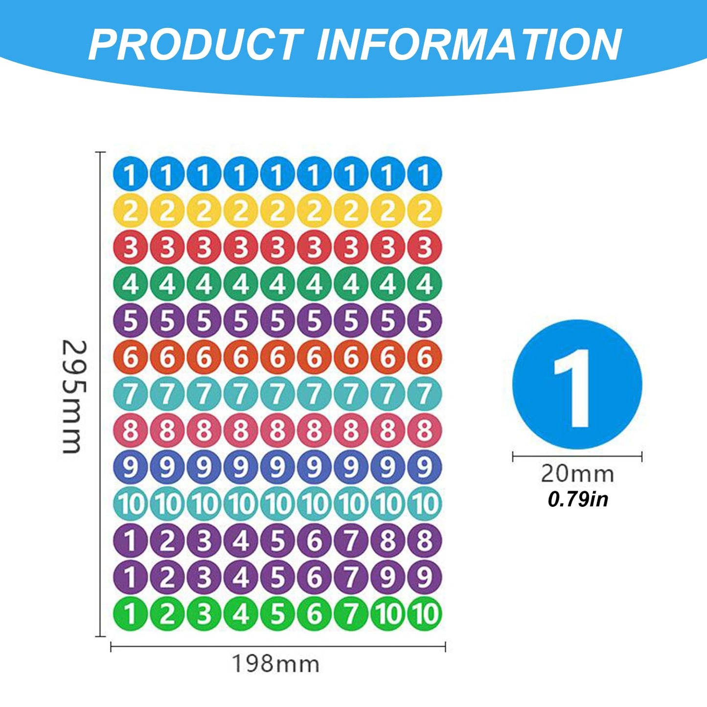 RIVEENY 24 Sheets 1 to 10 Number Stickers Vinyl Consecutive Number Stickers Self Adhesive Decal for Indoor and Outdoor Waterproof Labels Number Inventory Stickers for Inventory Classification Style-b