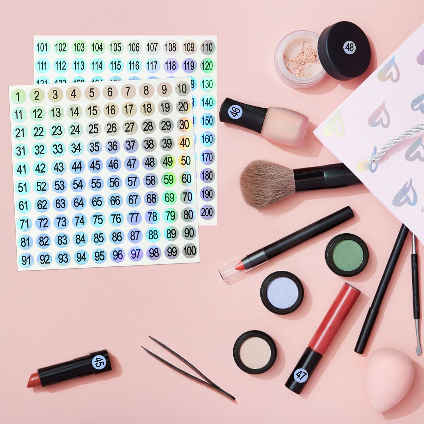 3 Sets Number Stickers (1-200), Waterproof Round Labels for Organizing Nail Polish Bottles, Nail Swatch Sticks, Lipstick 3 Set 1-200