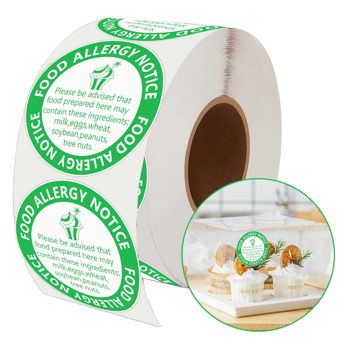 500 pcs Allergy Sticker for Cake Food Allergy Stickers 2 Inch Allergen Warning Labels for Bakery, Party,Restaurants (2 inch) 2 inch(3100 lb.)