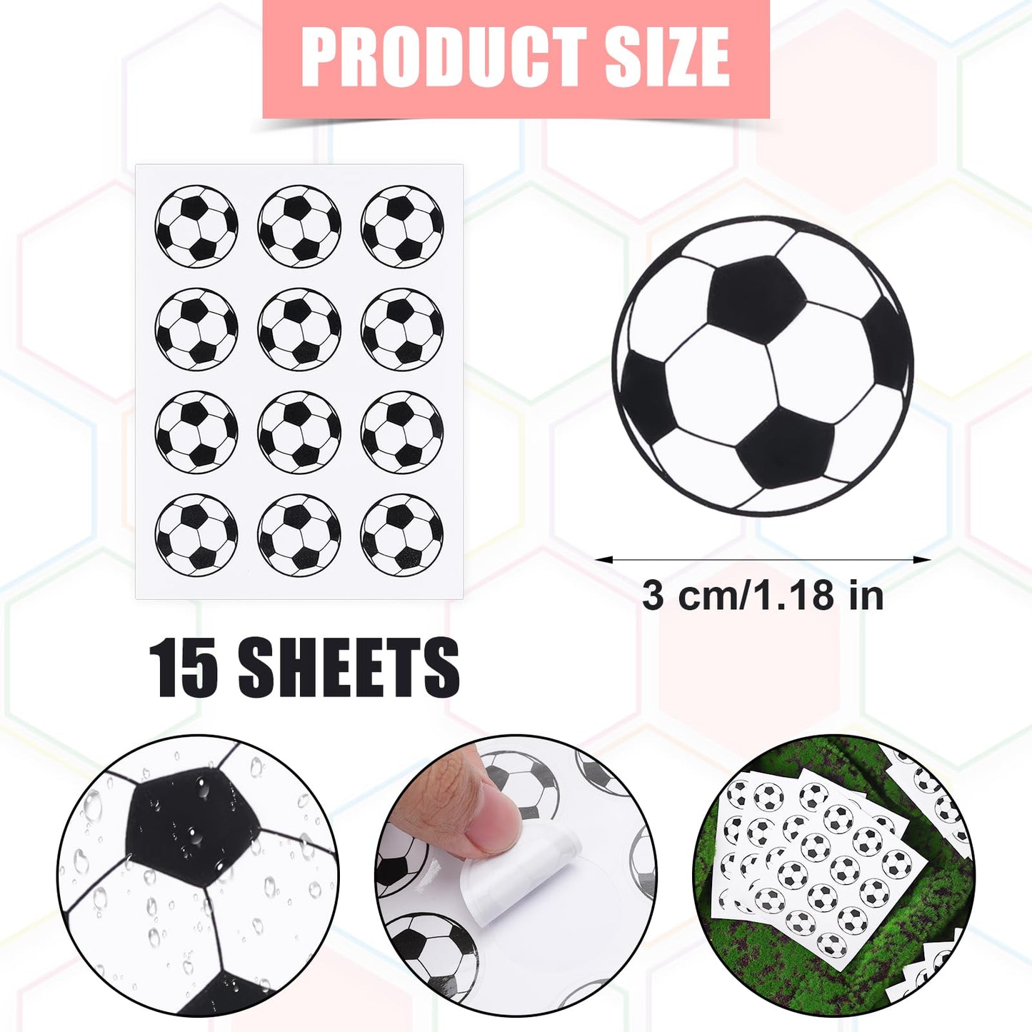 180pcs Soccer Stickers, Self Adhesive Soccer Ball Stickers Labels for Scrapbooking Water Bottles Sports Ball Stickers Party Favor Reward Pride Stickers for Kids Soccer Lovers Party Decorations