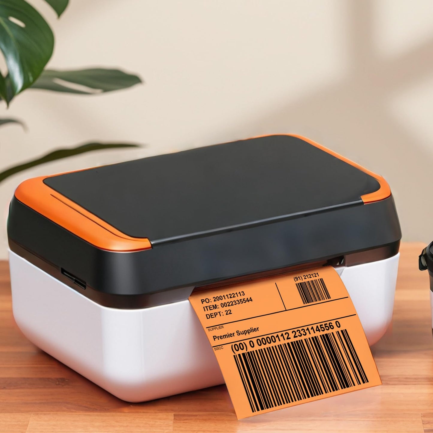 Orange Thermal Labels 4 × 6 Inch Vinyl Fanfold Self-Adhesive Stickers Perforated Waterproof Shipping Printer Decals for Barcode Address Mailing 250 PCS Orange