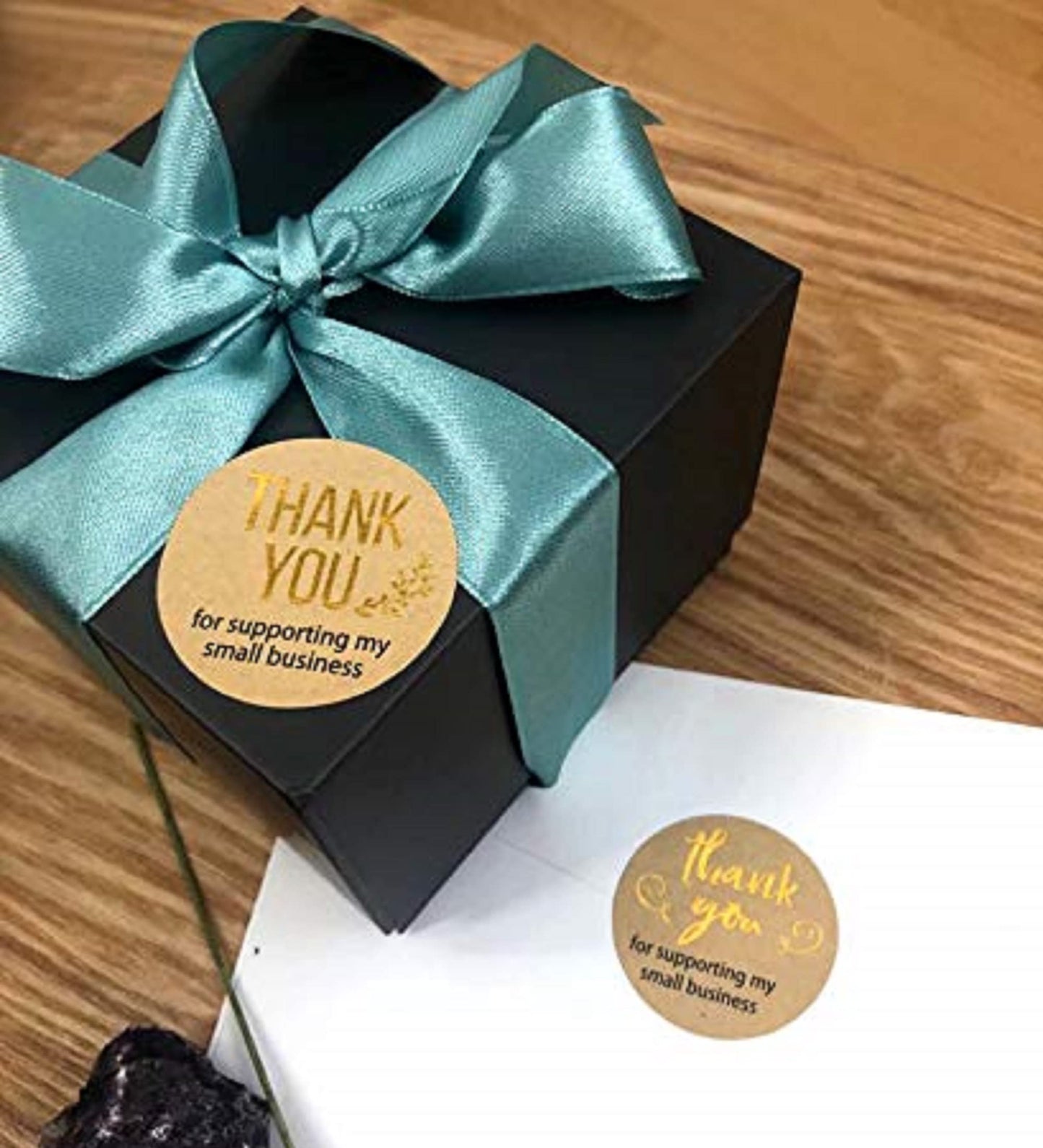 N’icePackaging – 500 Qty – 1 inch Thank You for Supporting My Small Business (Gold/Black Text) on Kraft Stickers (3 Styles) – Self-Adhesive – for Decoration/Sales/Branding/Envelopes Kraft / Gold-black