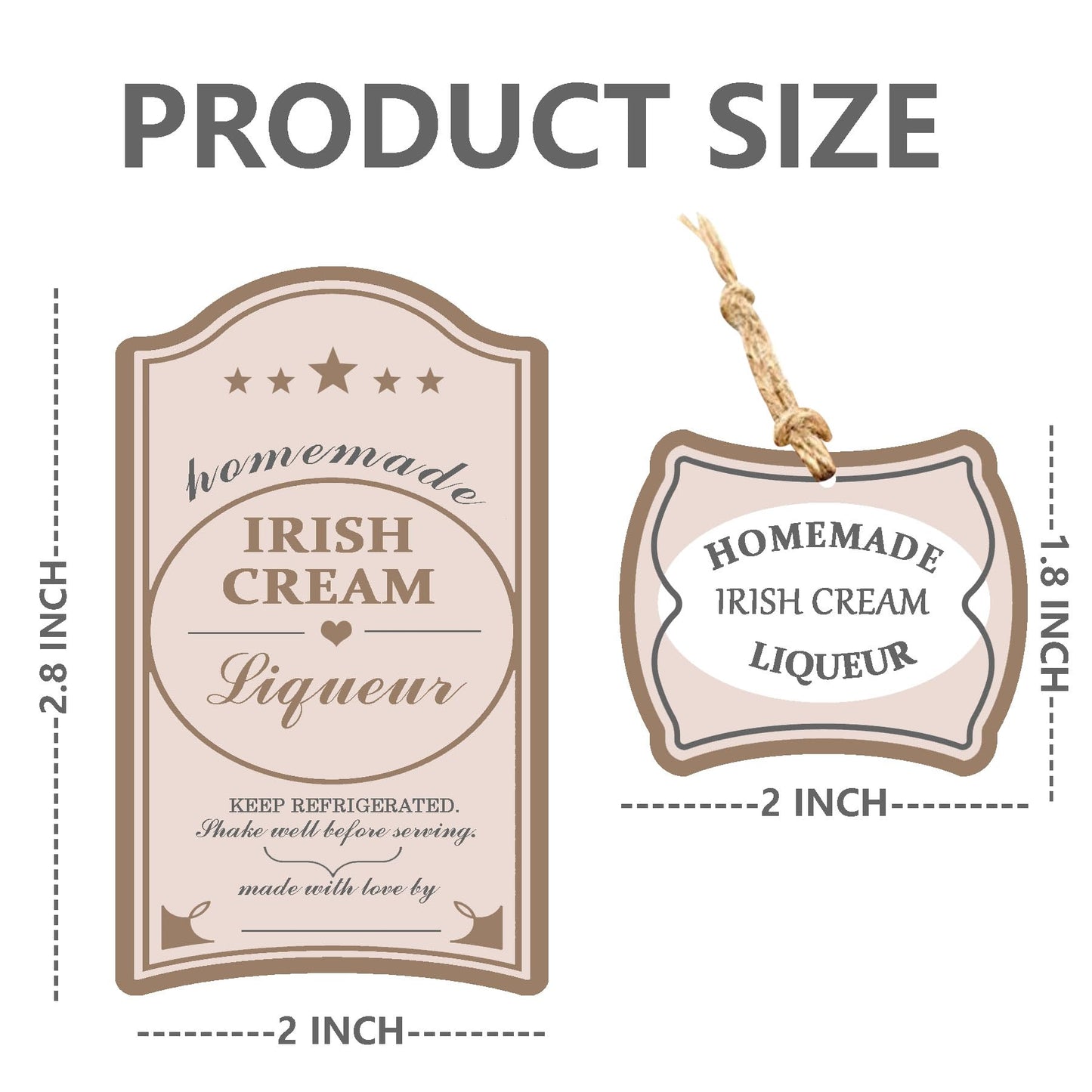 Homemade Irish Cream Liqueur Label 2.8x2 Inch Instruction Gift Stickers for Small Business Supplies, 25 Stickers