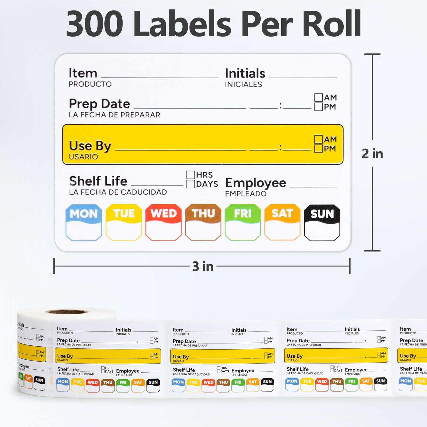 300 Pcs Restaurant Quality Shelf Life Food Rotation Labels Vinyl, 2” x 3” Self-Adhesive Removable Freezer Food Labels, Perfect for Reusable Containers, Easy to Remove, Food Safety Date Sticker 1 Pc