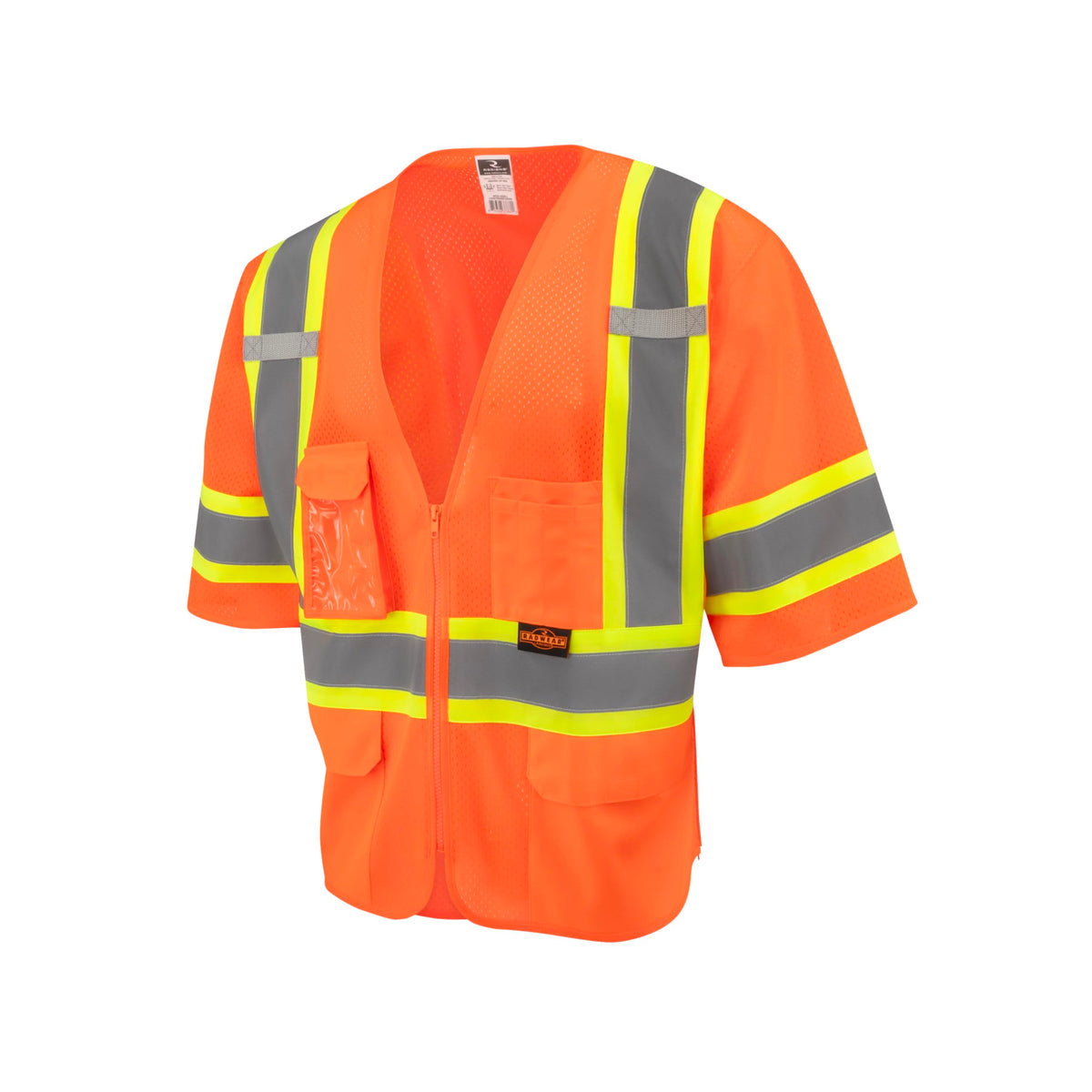 RADWEAR SV232-3 Class 3 Two-Toned Reflective Mesh Surveyor Safety Vest with Dual Side Zippers for Men and Women, Hi-Vis Green, 2X