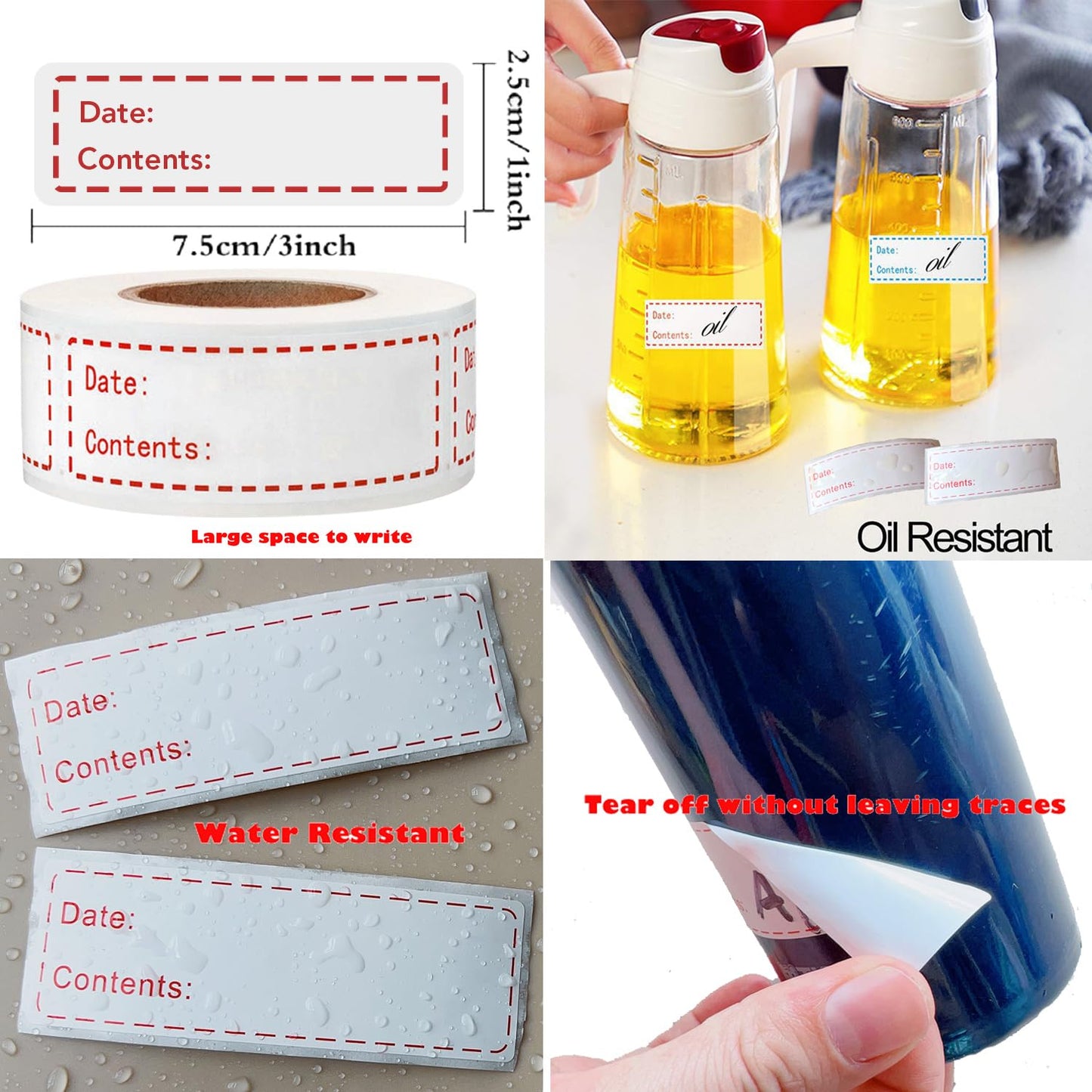 600pcs 1x3Inch Waterproof Food Storage Label Refrigerator Freezer Labels Food Storage Stickers Removable Food Date Label Stickers Self-Adhesive Paper Labels for Baby Feeding Bottle Cup Breastmilk Bag