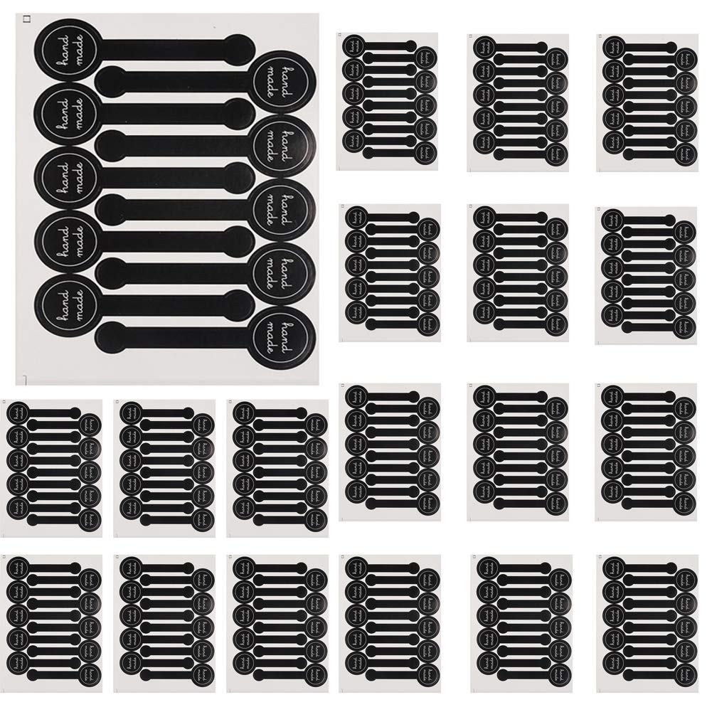 20Sheets(200Pcs) Black Handmade Self Adhesive Evident Stickers Seals Sealing Lable Tamper Decorative Labels for Baking Craft Arts Food Food Retail Package