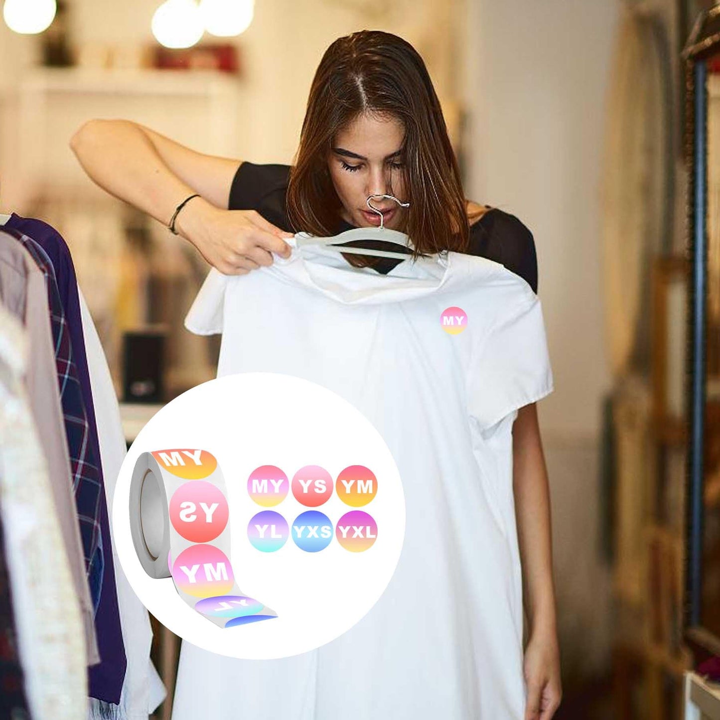 1000 Pcs Youth Clothings Size Sticker Clothing Size Stickers Labels - 1 Inch Colorful YXS YXL YS YM YL Size Stickers for Clothing T Shirts Retail Apparel