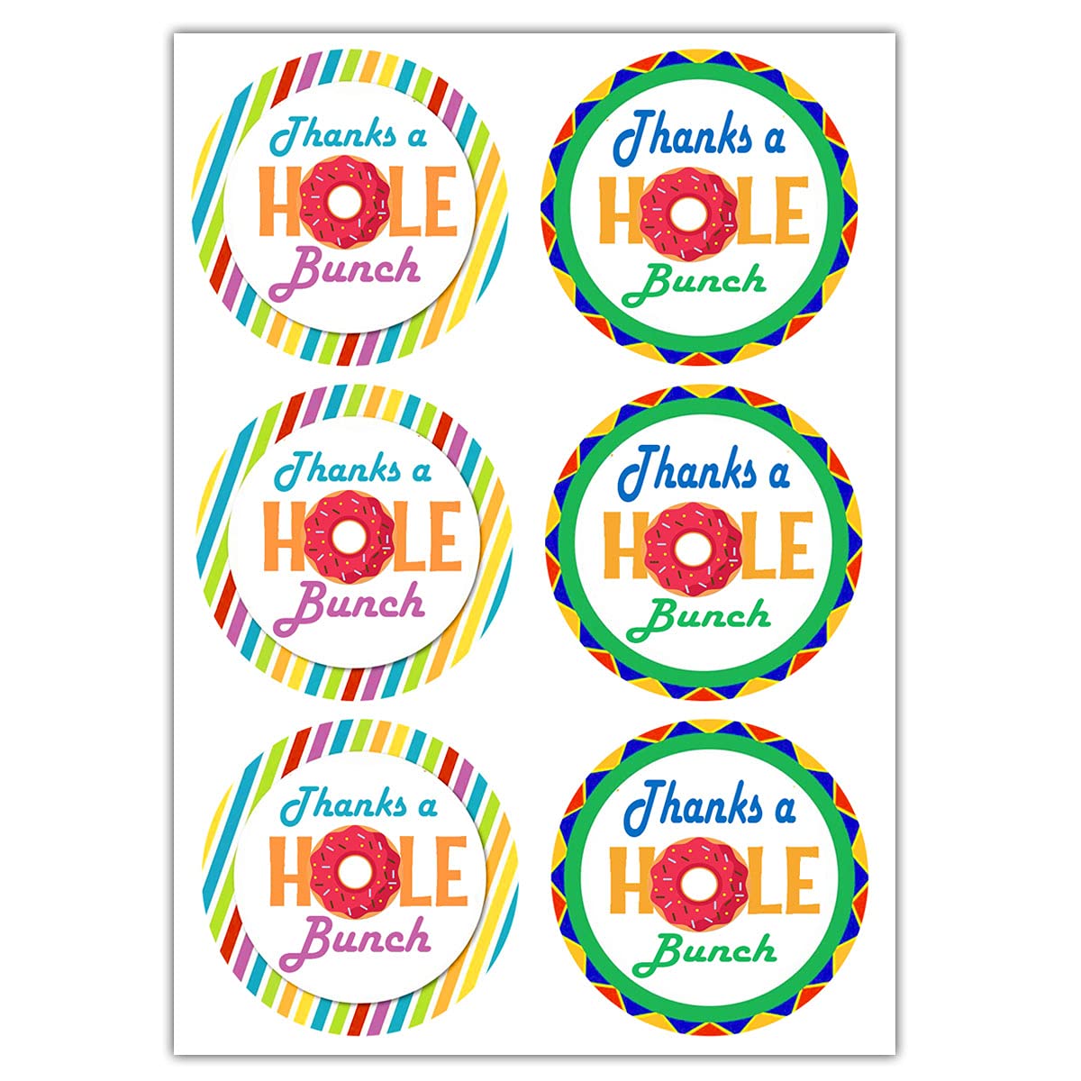Thanks a Hole Bunch Donut Stickers Labels, 2 Inch Donut Themed Birthday Party Thank You Stickers for Baby Shower Birthday Party Decorations (210 Labels)