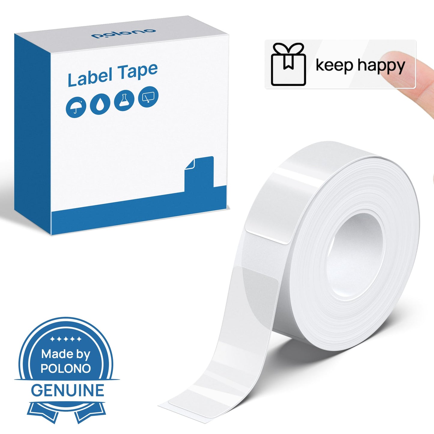 POLONO Genuine P31S Label Maker Tape, Adapted Label Print Paper, 15x40mm(0.59"x1.57"), Self-Adhesive Label Maker Tape Refill for Home/Office, Compatible with P31S Label Maker, 180 Labels, Transparent Clear