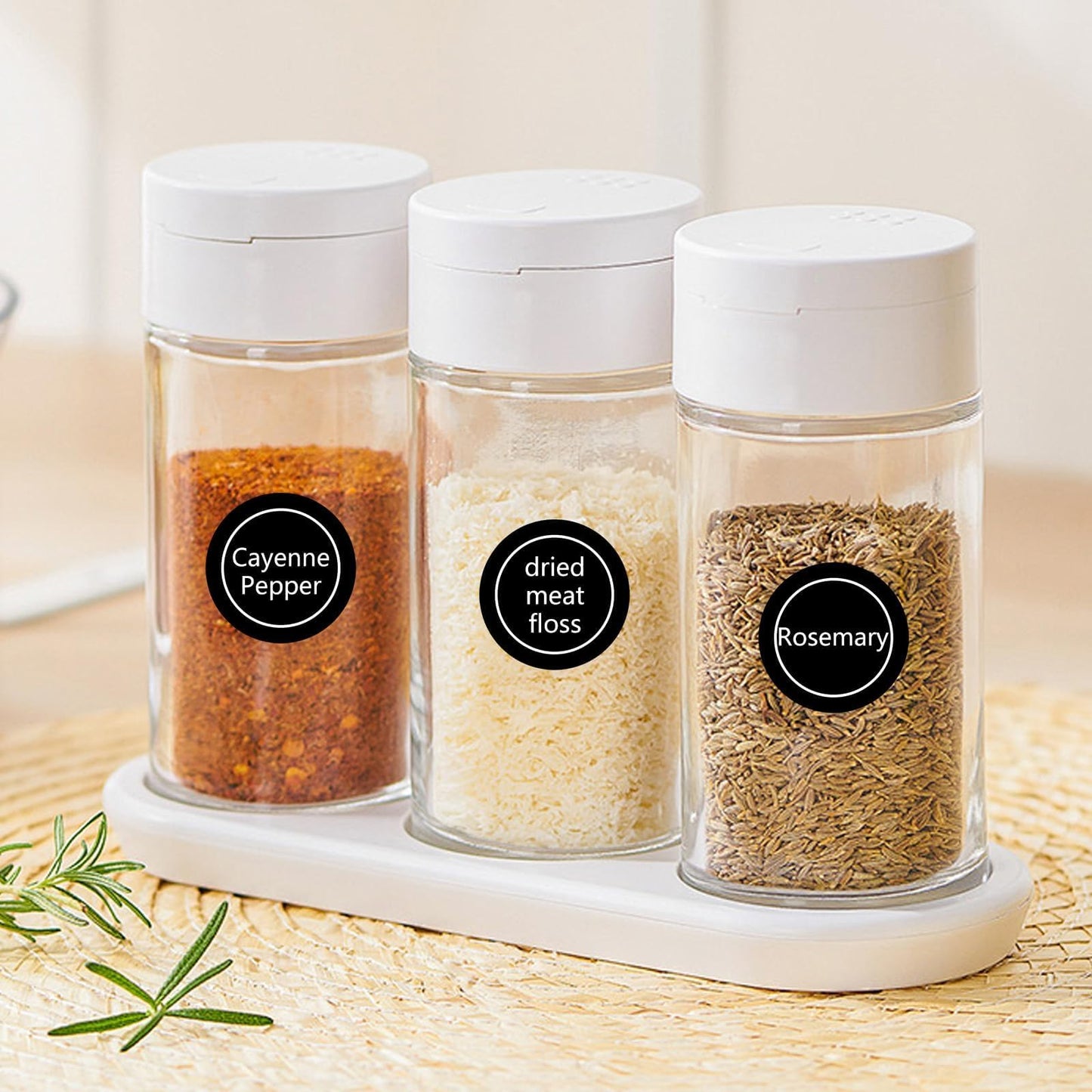 432PCS Black Round Spice Label Stickers, Kitchen Food Organizer Labels, 9.65x9.25 Inch Waterproof Spice Jar Labels