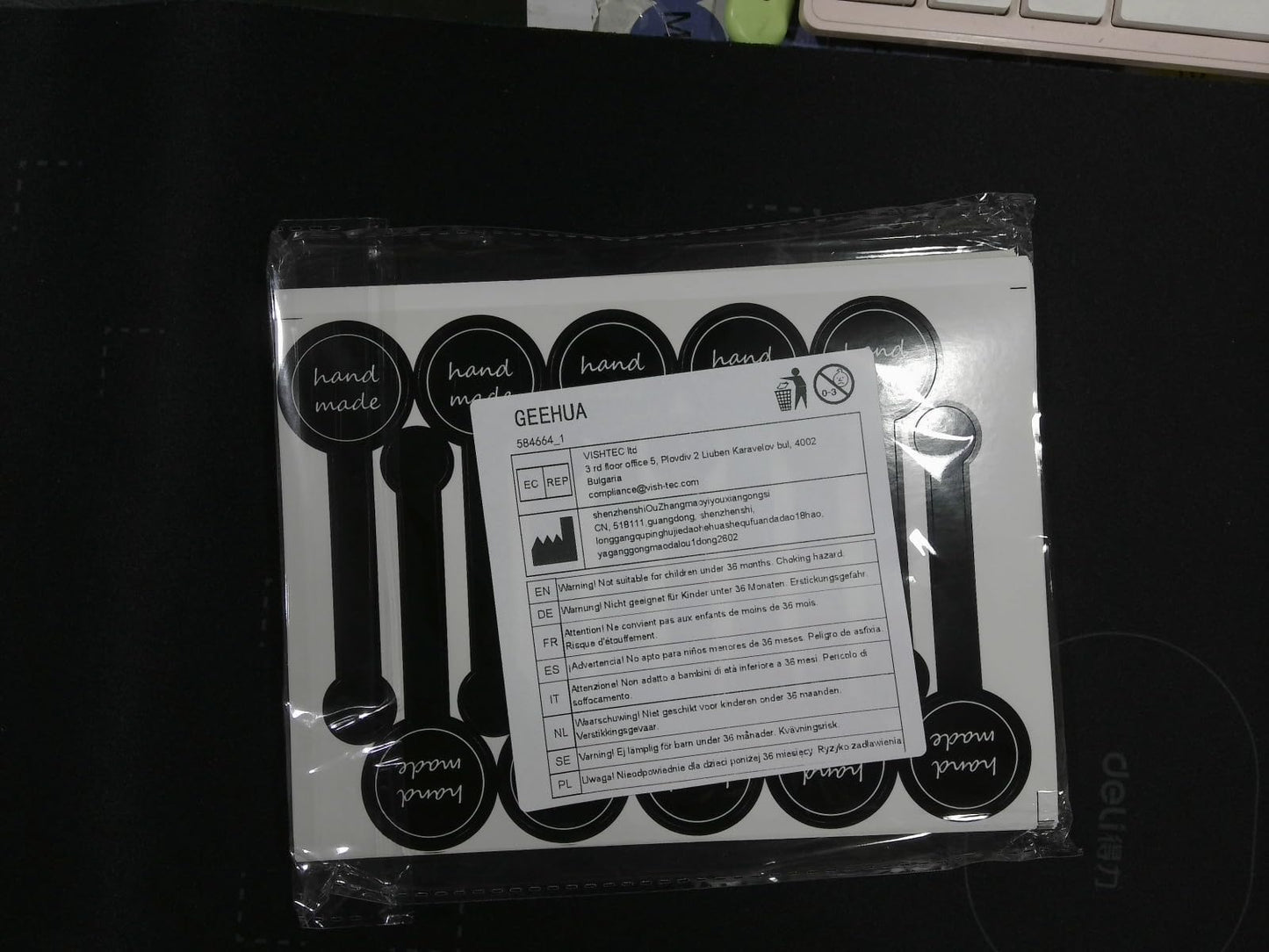 400 Pcs Handmade Bakery Stickers, Black Long Label Self-Adhesive Lollipop Sealing Food Retail Package Seal Labels