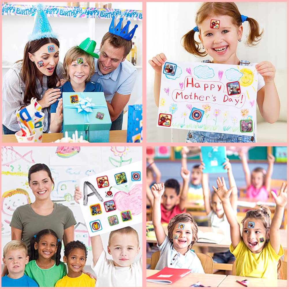 2 Pack Kids Stickers, 20 Designs, 400 Pcs Self Adhesive Label Roll Stickers, 1-1/2 Inch for Kids and Teacher