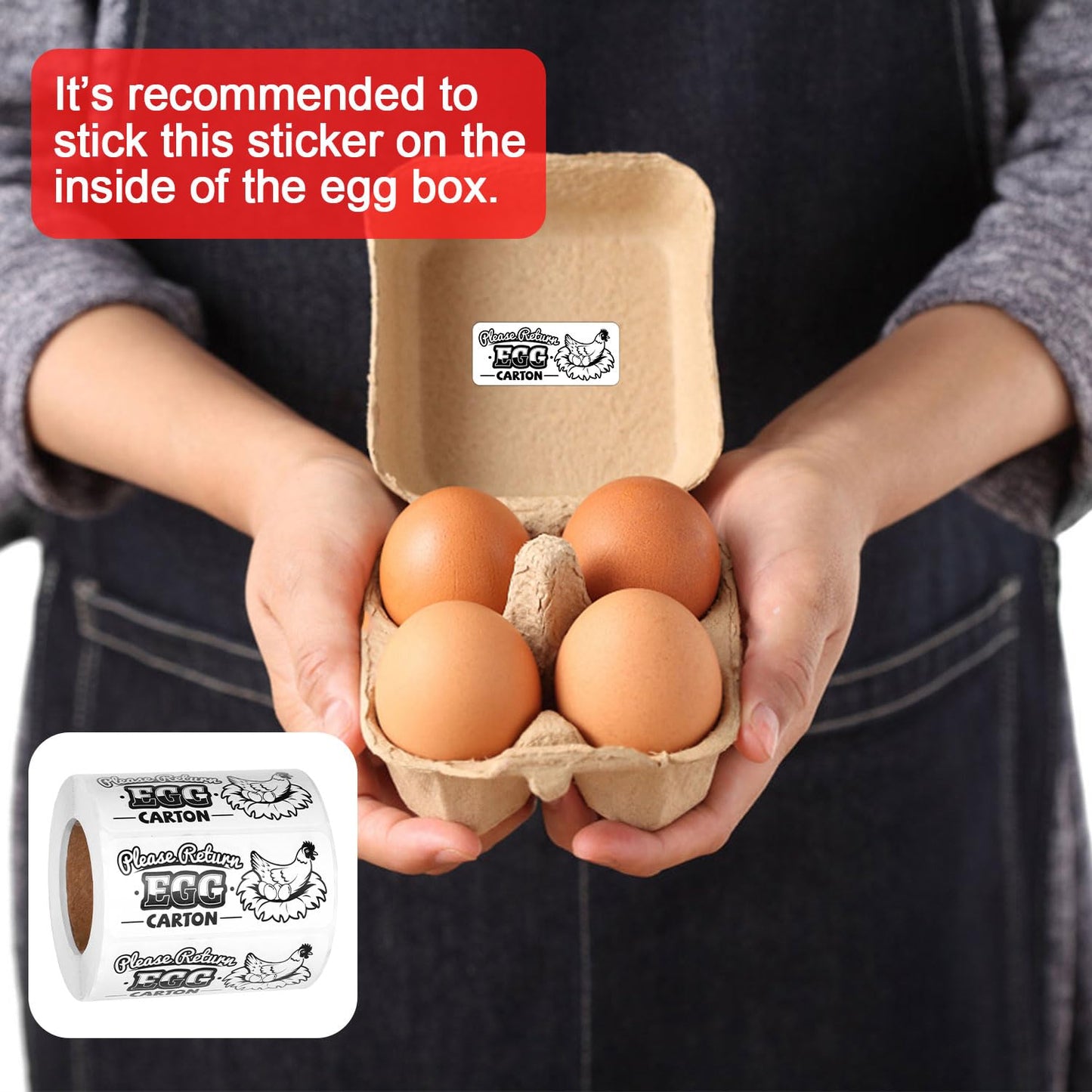 500pcs Chicken Egg Carton Labels Stickers, Rectangular Please Return Egg Carton Sticker Farm Fresh Egg Carton Labels Egg Packaging Stickers for Box Container Carton Farm Supplies
