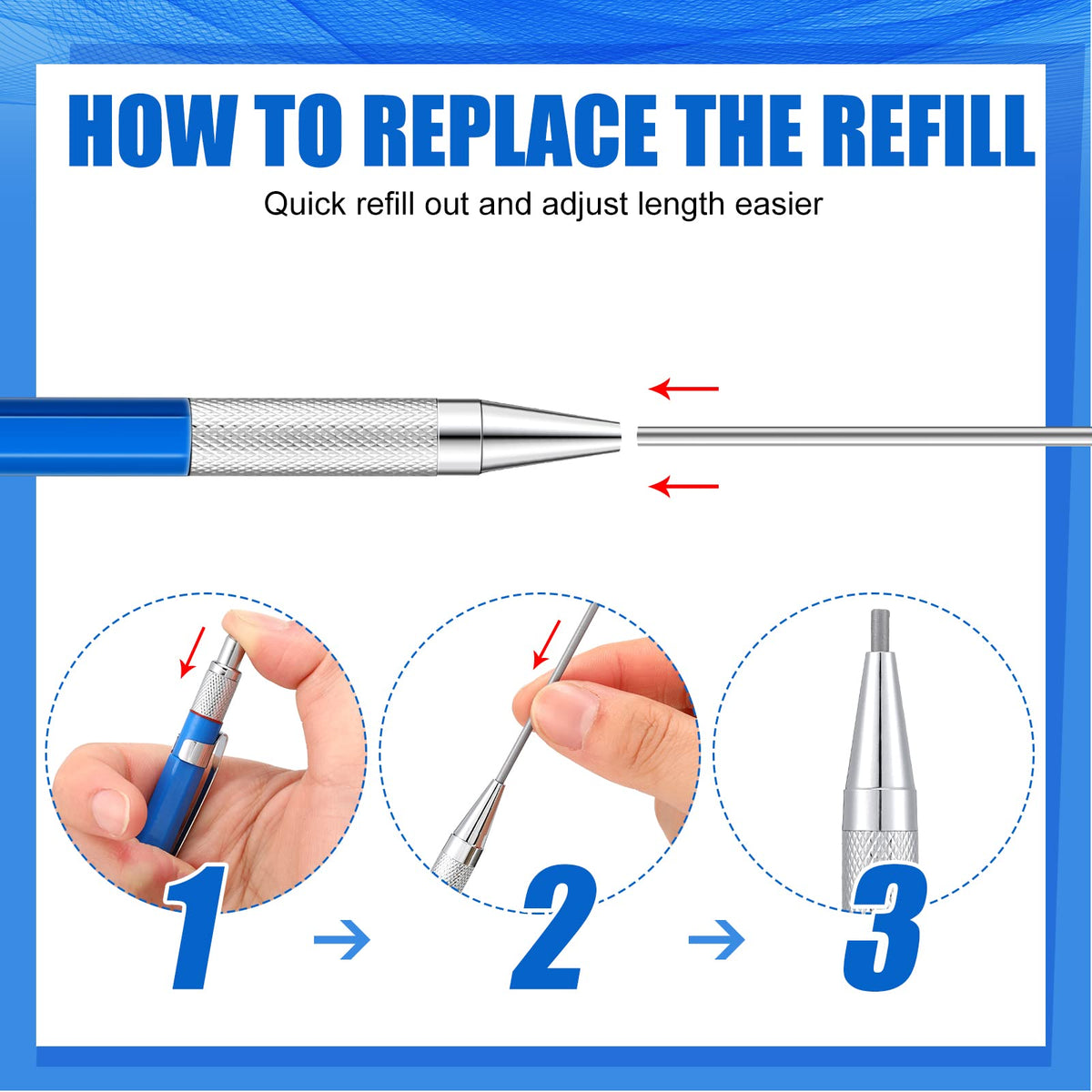 Gersoniel 2 Pcs Welders Pencil with 48 PCS Round Refills Mechanical Pencils Metal Welding Marker for Tube Pipe Fitter Welder Steel Construction Woodworking (Red, Silver) Red, Silver