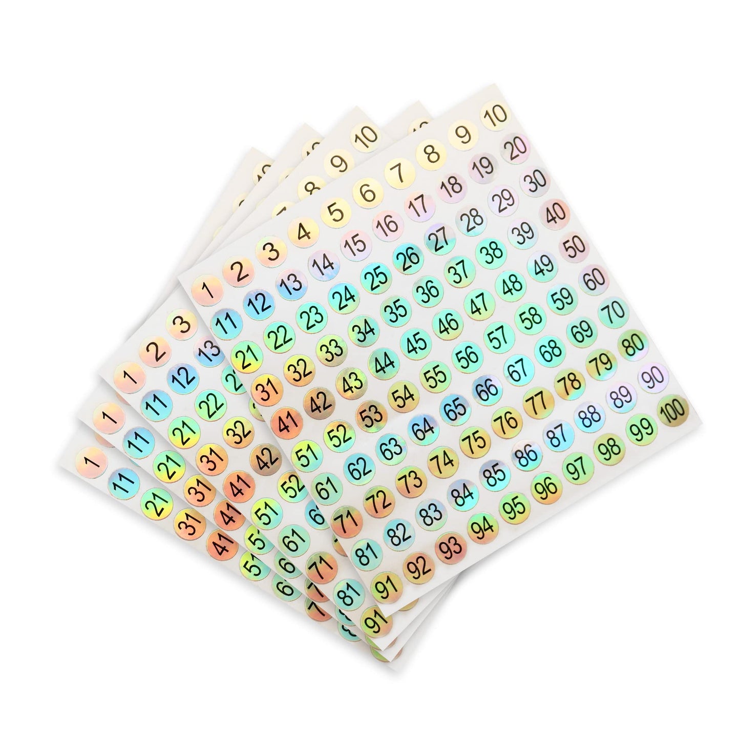 10 Sheet Number Stickers, Self-Adhesive Small Round Office Labels, Reflective Laser Numbered Stickers for Inventory Storage, Nail Polish Bottles, Swatch Sticks & Lipsticks