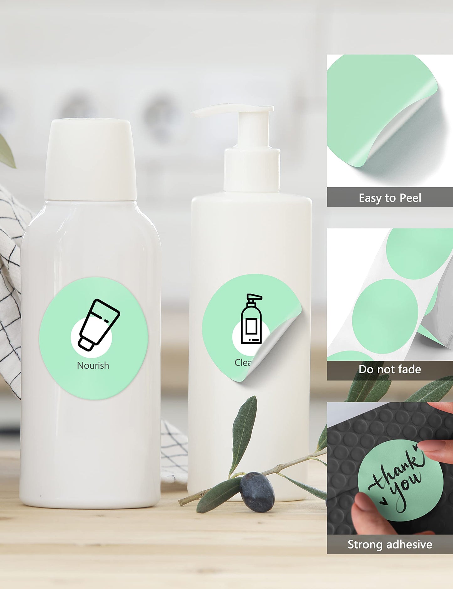 2 Inch Green Round Thermal Labels, Self-Adhesive Circle Direct Thermal Sticker Label, Multi-Purpose Thermal Sticker for DIY Logo Design, Name Tag, QR Code, Inventory - 1500 Labels/2 Roll, Green