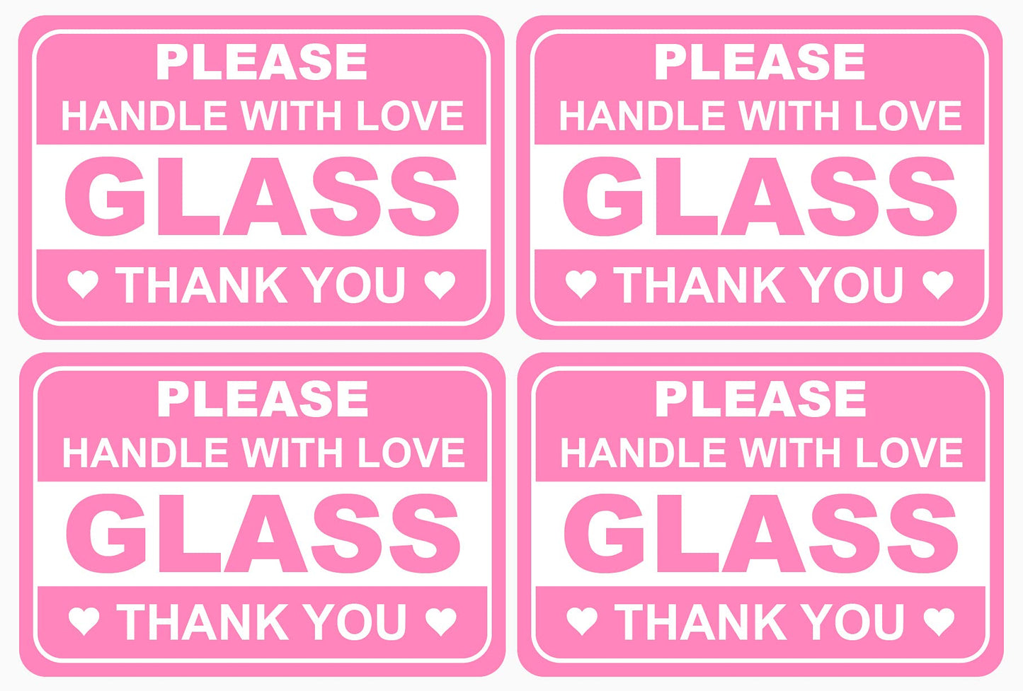2"x3" 200 PCS Pink Glass Sticker Fragile Handle with Love Labels Stickers Shipping Mailing Cartons Envelops Adhesive Labels 50 Sheets-Poskornwel