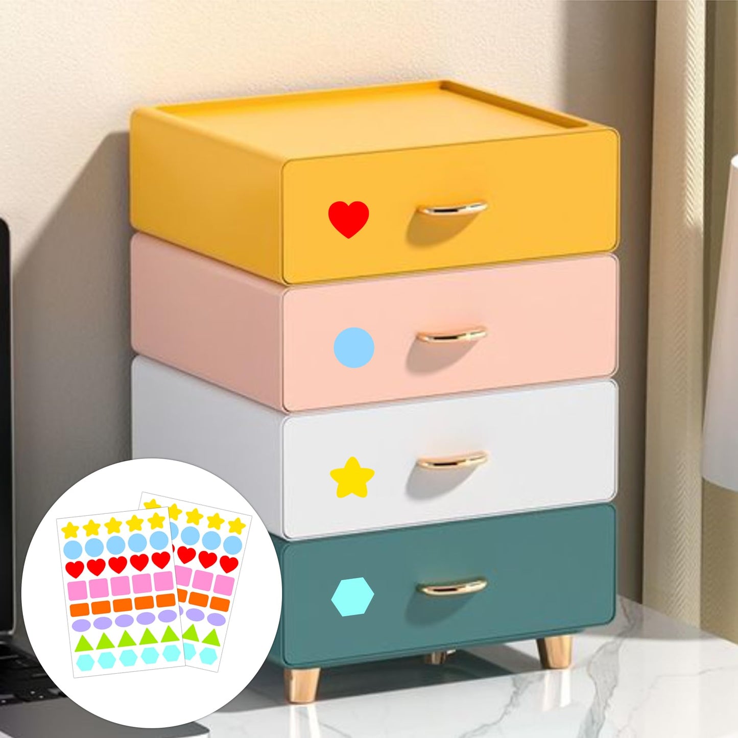 Multi-Shaped Color-Coding Stickers 1 inch Basic Shapes Dot Labels Differ Colorful Round Hearts Stars Triangle Square Rectangle Oval Stickers for Toddlers Kid Student Classroom Office 800pcs