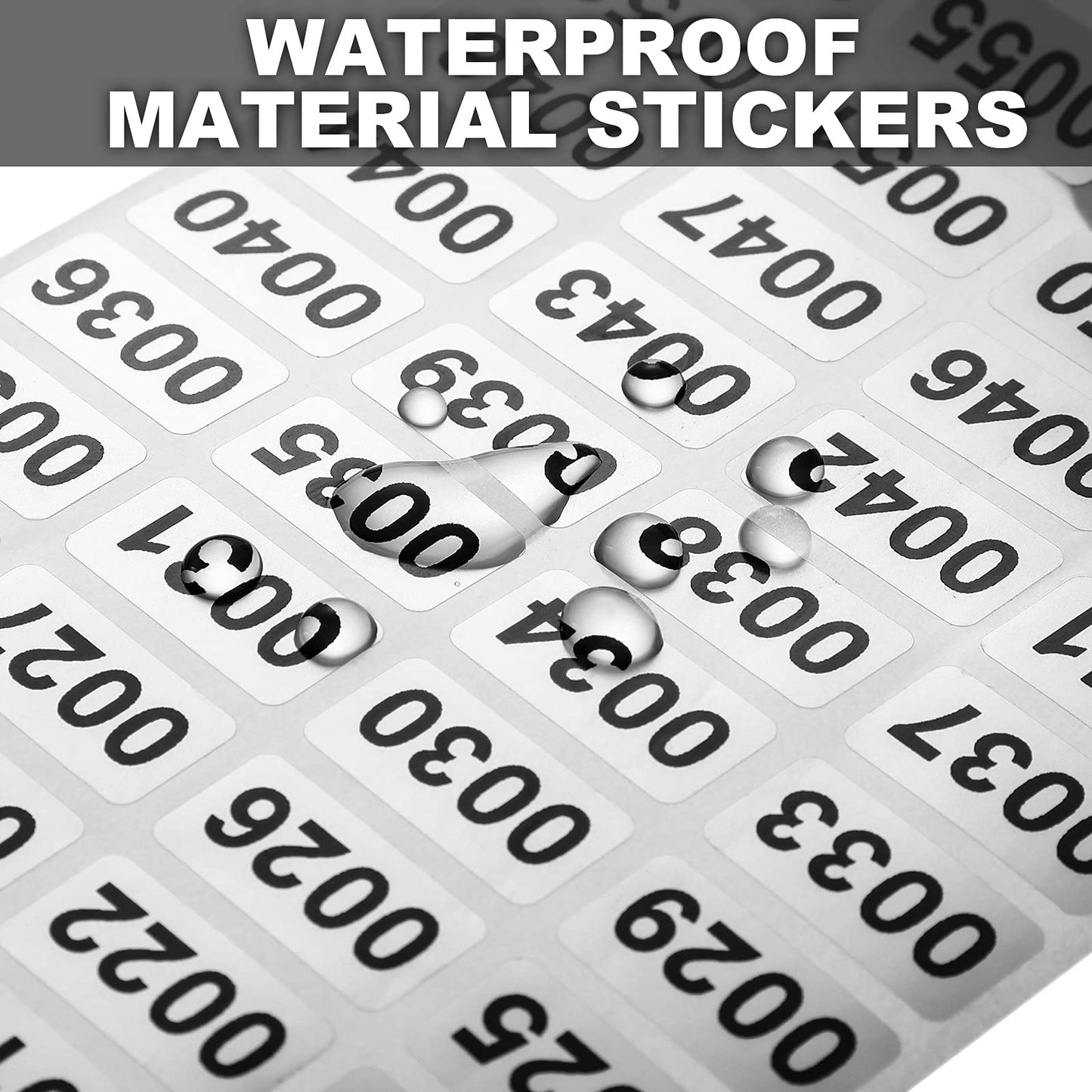 Zonon 001-2000 Pieces Inventory Number Sticker Labels Self Adhesive Waterproof Labels Vinyl Consecutive Number Stickers for Indoor, Outdoor, Storage, Classification, Supplies, 0.39 x 0.78 Inch