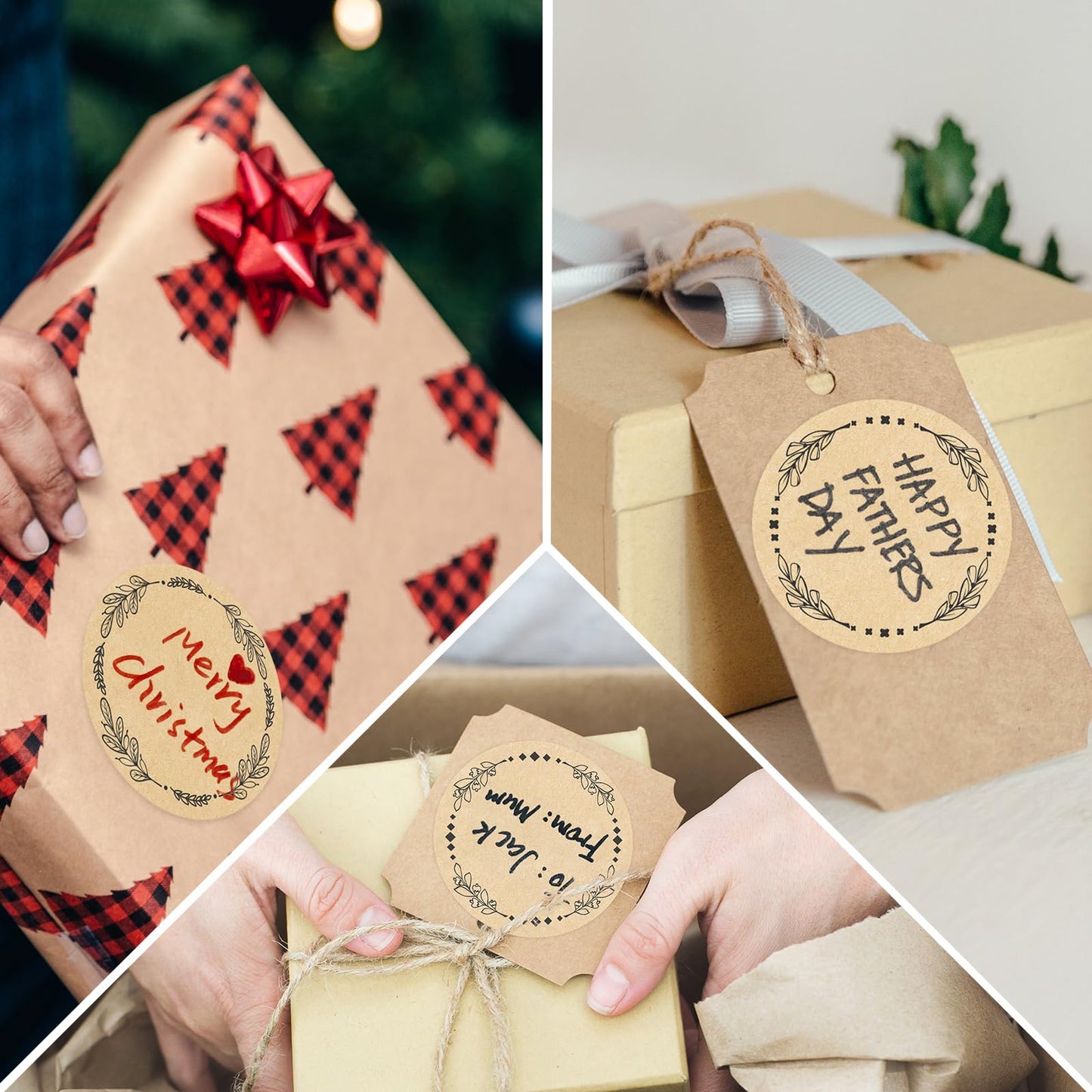 500pcs 2" Label Stickers for Jars and Lids, 4 Different Wreath Designs, Kraft Sticker Labels for Pantry, Mason Jars, Canning, Bottles 4 Different Wreath Design (2 Inch)