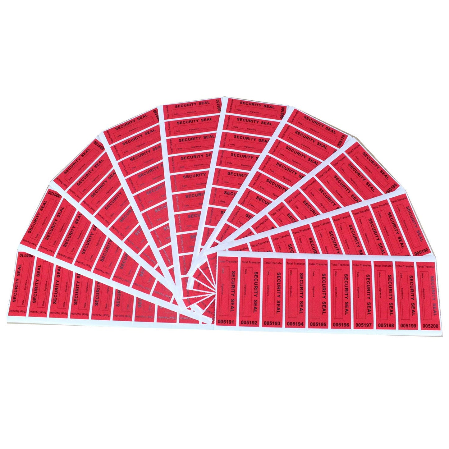 100pcs 30x90 mm Red 100% Total Transfer Tamper Evident Security Warranty Void Stickers/Labels/Seals with Serial Numbers